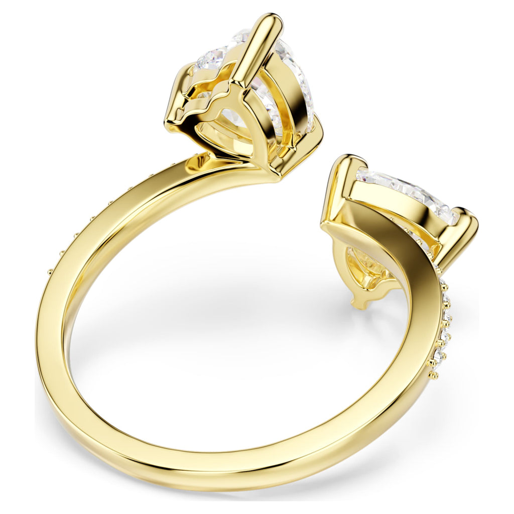 Swarovski Mesmera open ring Heart cut, Pavé, White, 18K gold finish