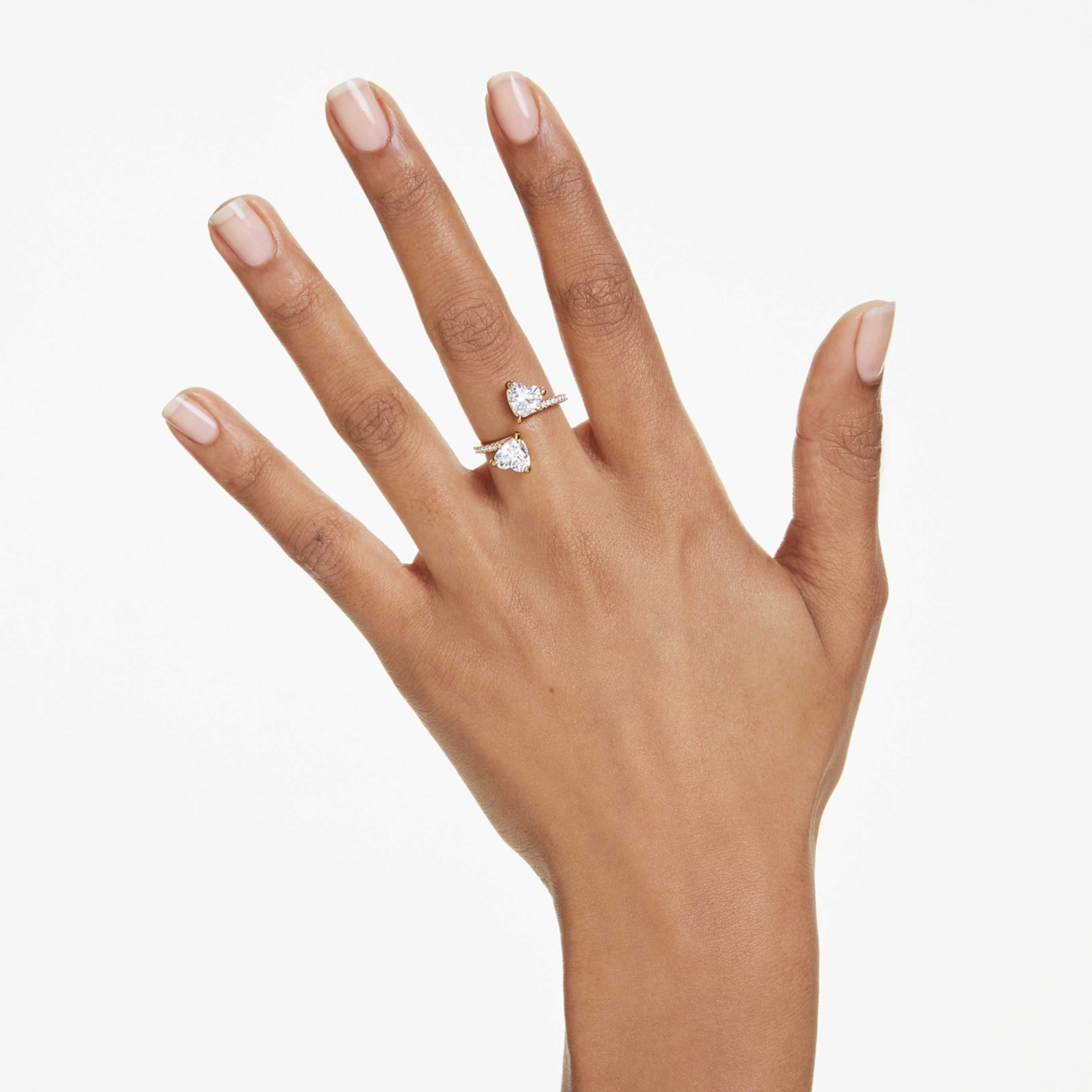 Swarovski Mesmera open ring Heart cut, Pavé, White, 18K gold finish