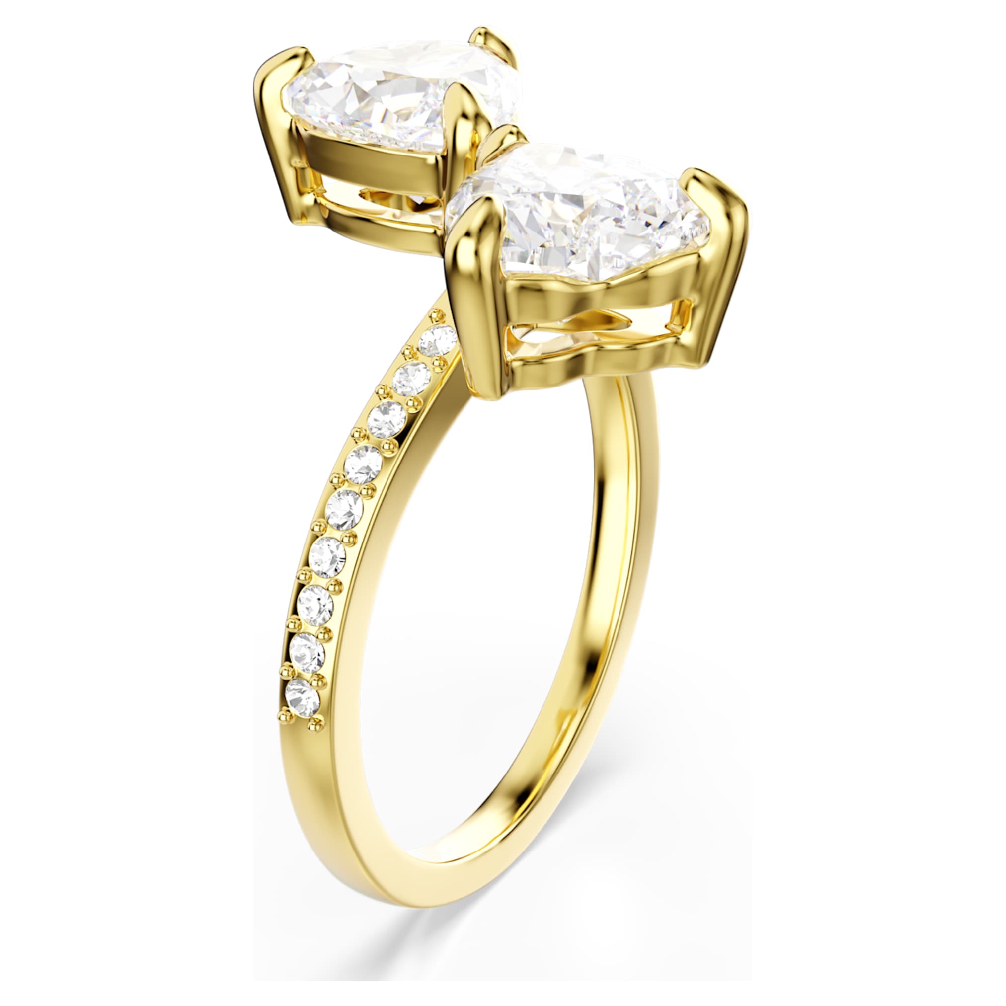 Swarovski Mesmera open ring Heart cut, Pavé, White, 18K gold finish