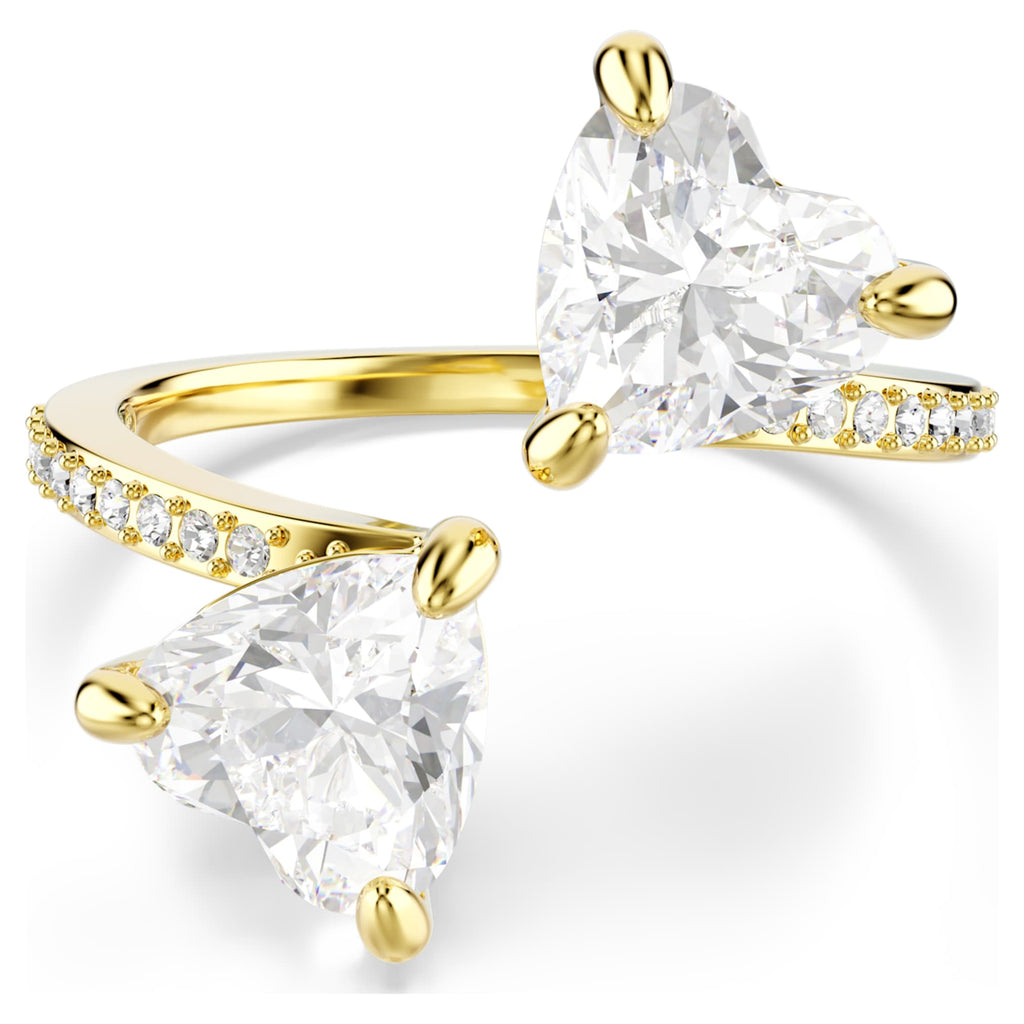 Swarovski Mesmera open ring Heart cut, Pavé, White, 18K gold finish