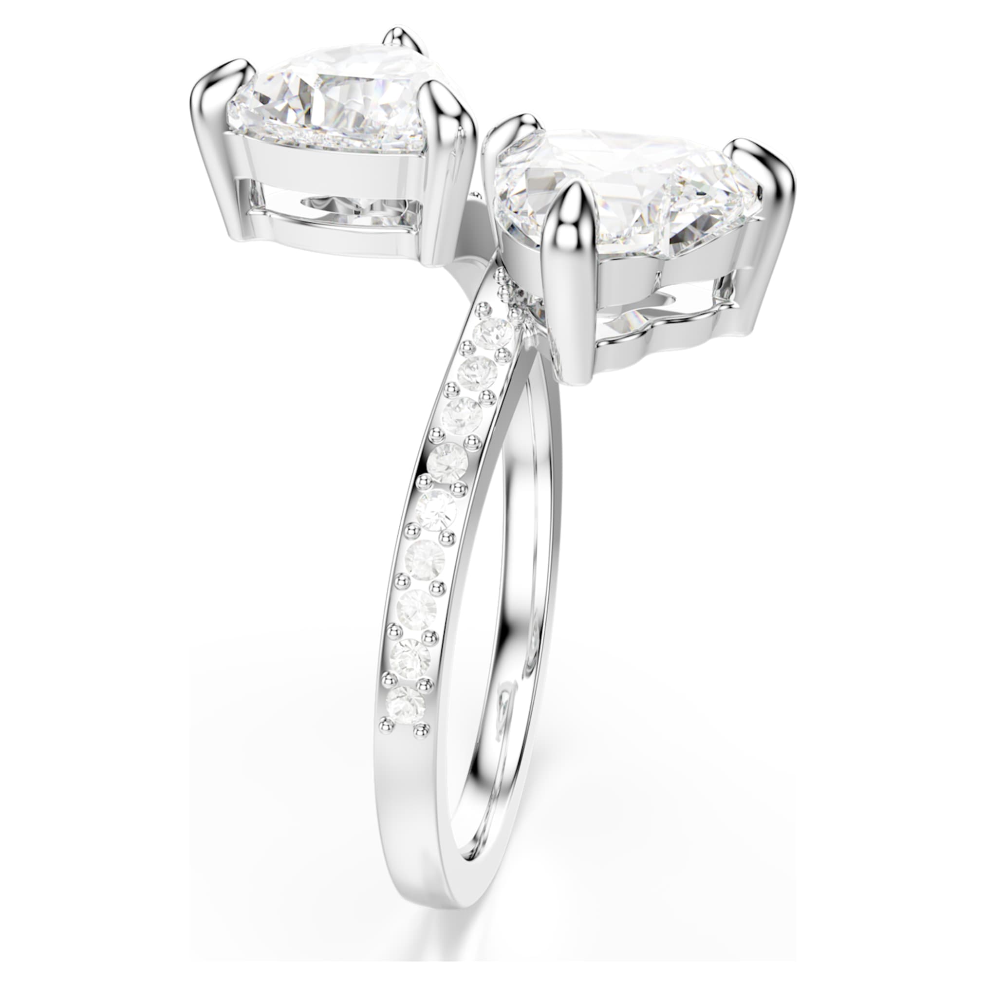 Swarovski Mesmera open ring Heart cut, Pavé, White, Rhodium plated
