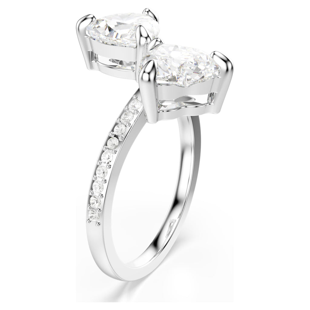 Swarovski Mesmera open ring Heart cut, Pavé, White, Rhodium plated