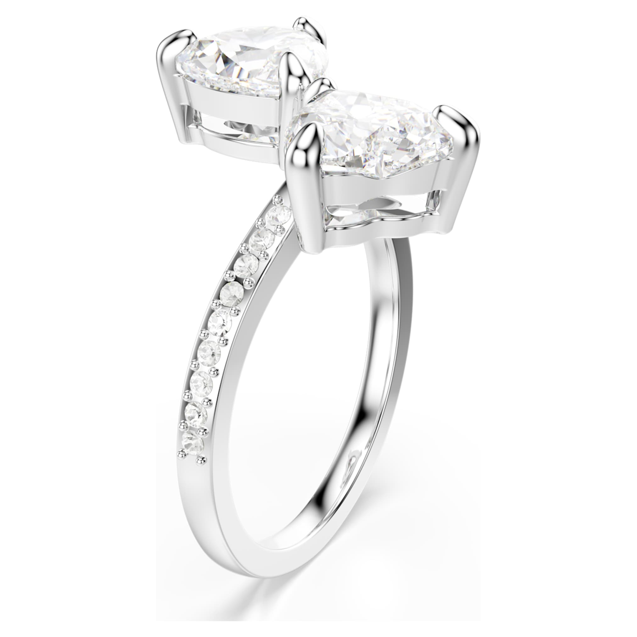 Swarovski Mesmera open ring Heart cut, Pavé, White, Rhodium plated