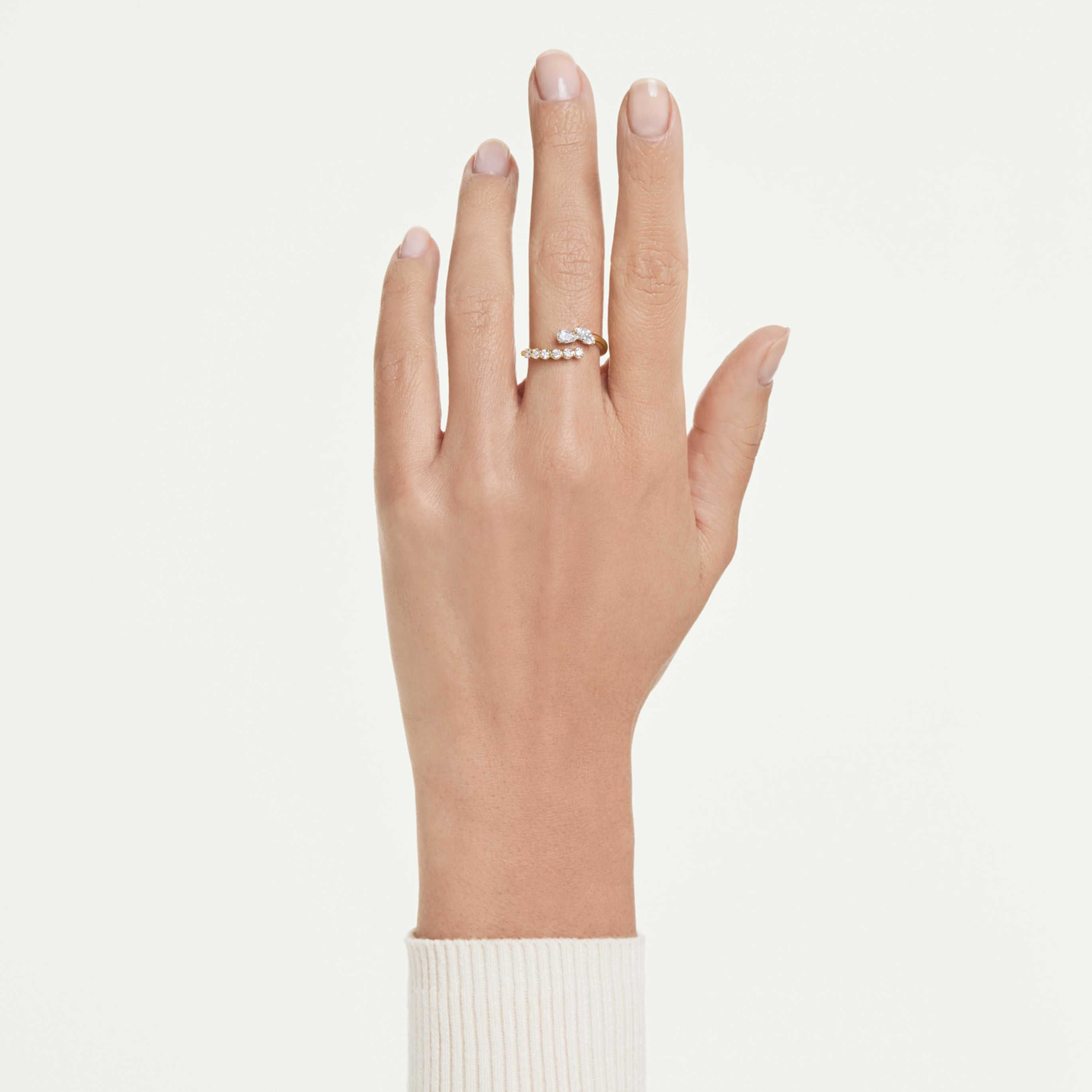 Swarovski Mesmera open ring Mixed cuts, White, 18K gold finish