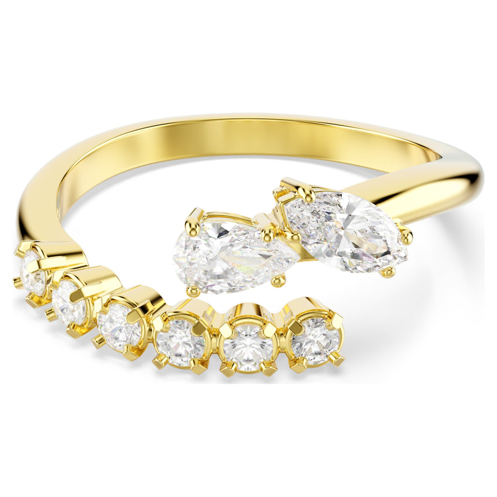 Swarovski Mesmera open ring Mixed cuts, White, 18K gold finish