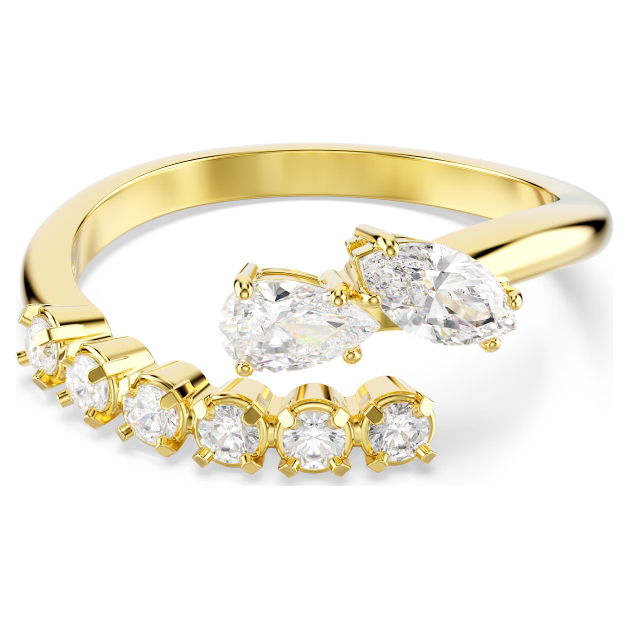 Swarovski Mesmera open ring Mixed cuts, White, 18K gold finish
