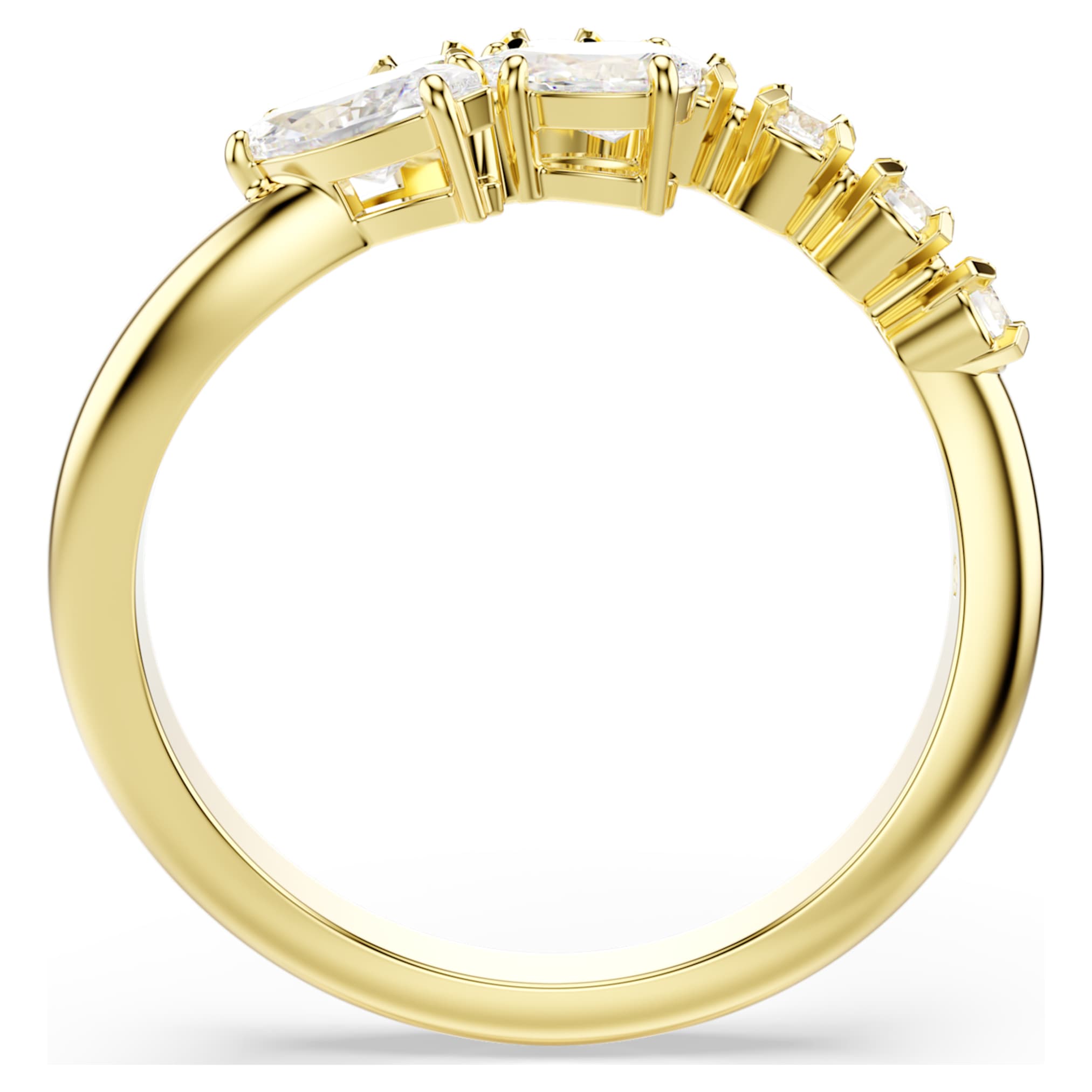 Swarovski Mesmera open ring Mixed cuts, White, 18K gold finish