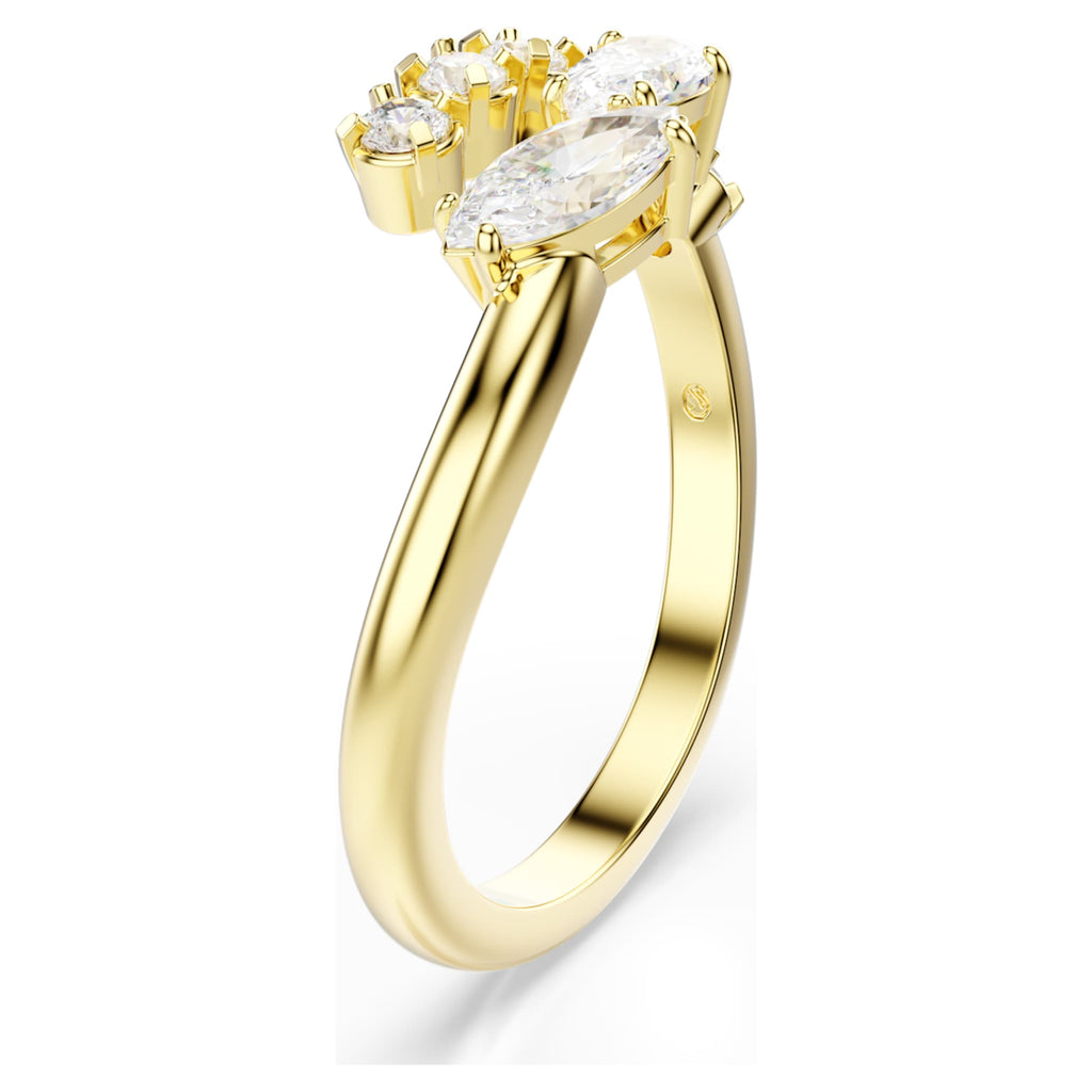Swarovski Mesmera open ring Mixed cuts, White, 18K gold finish