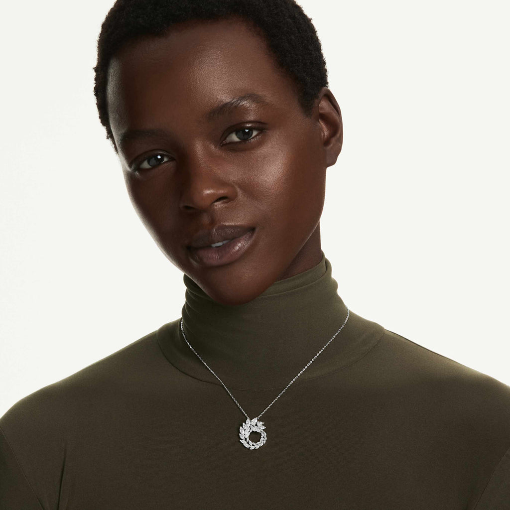 Swarovski Mesmera pendant Marquise cut, White, Rhodium plated