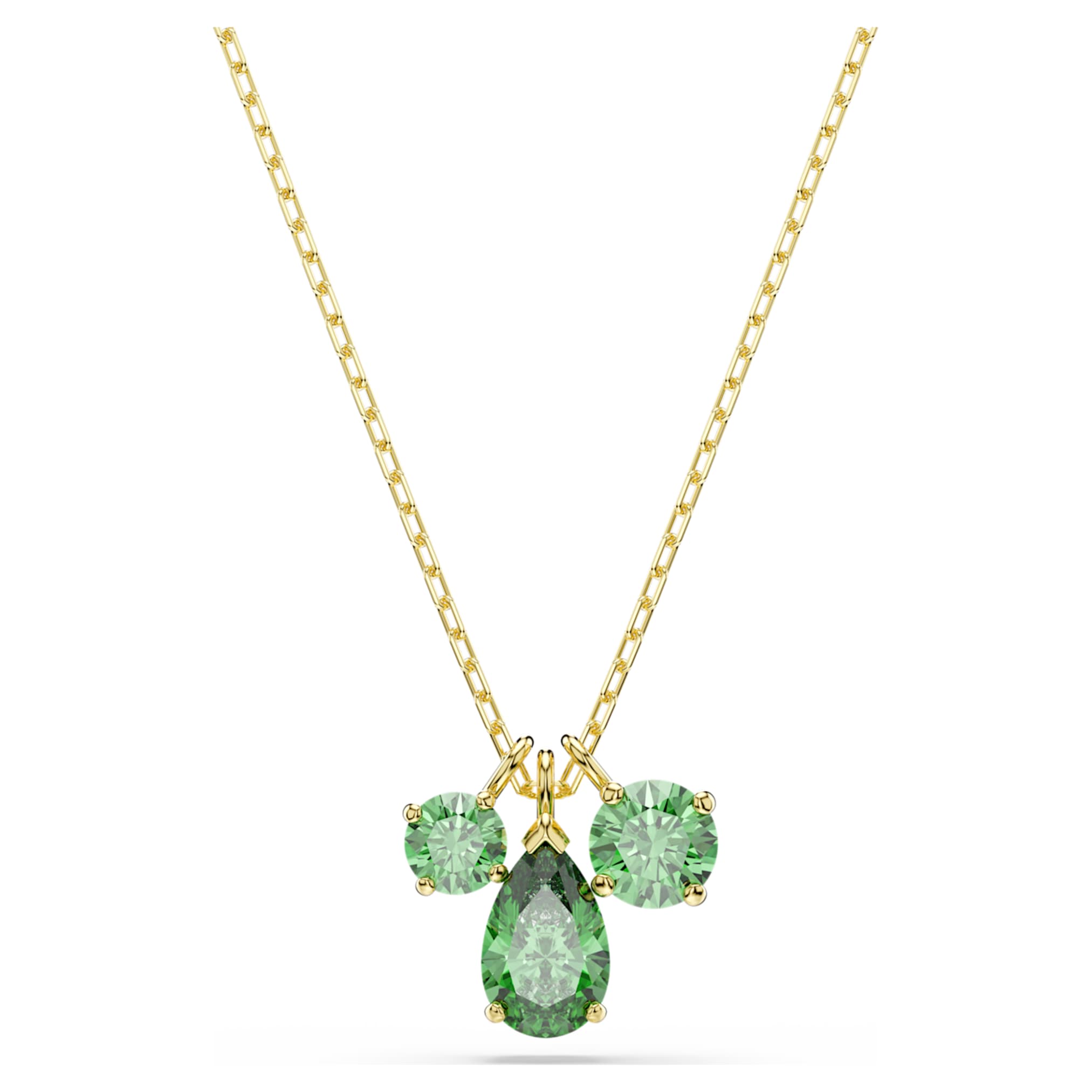 Swarovski Mesmera pendant Mixed cuts, Green, 18K gold finish