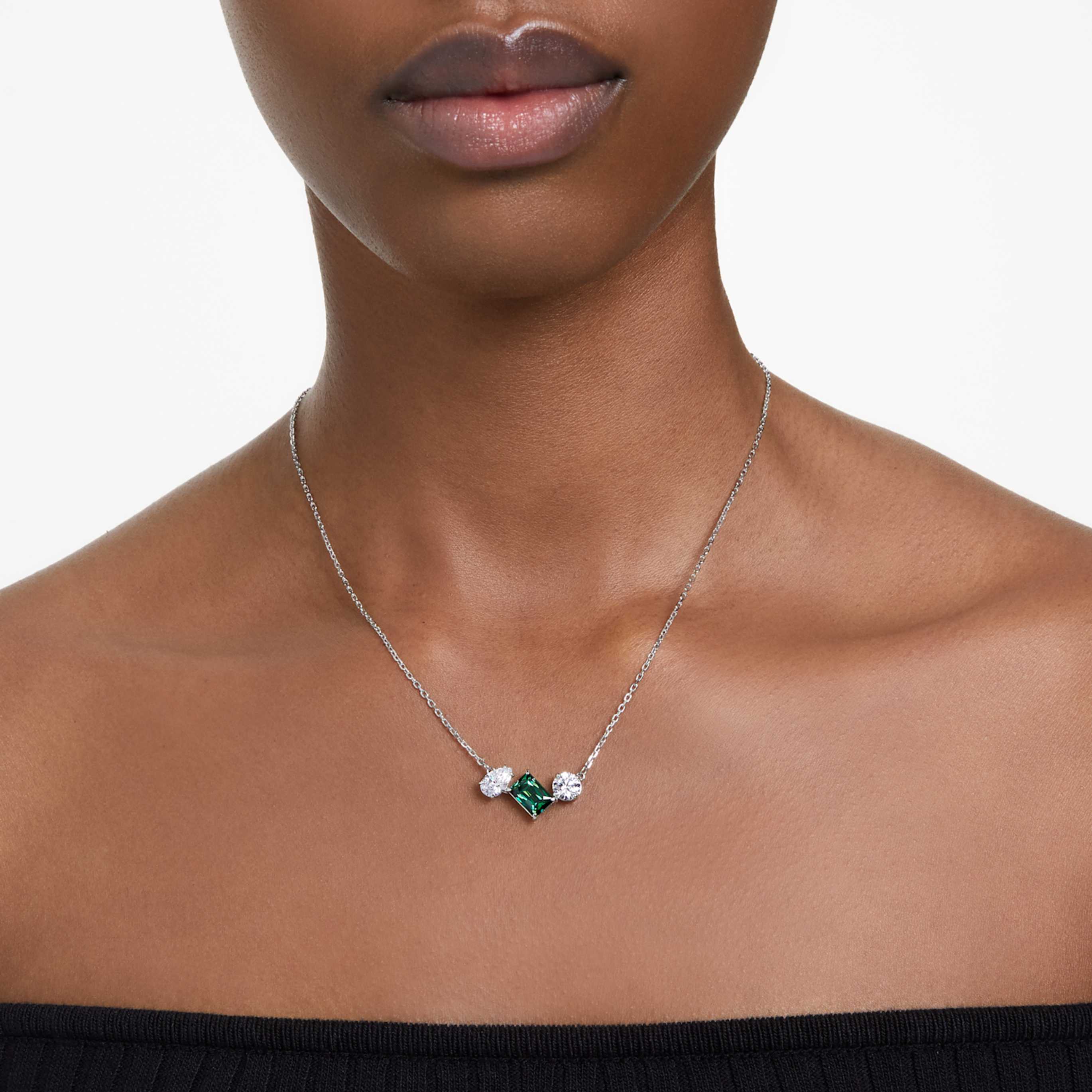 Swarovski Mesmera pendant Mixed cuts, Green, Rhodium plated