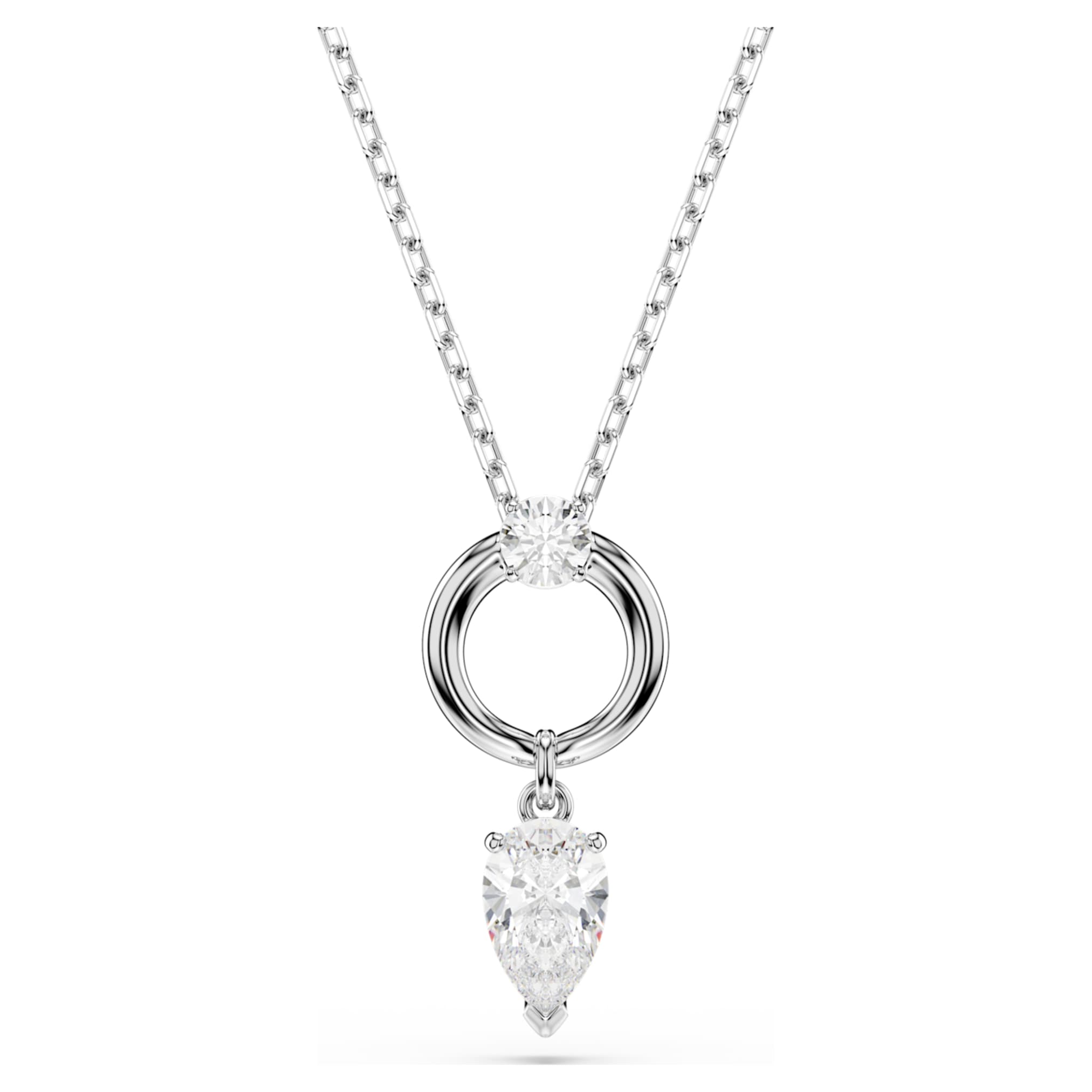 Swarovski Mesmera pendant Pear cut, White, Rhodium plated