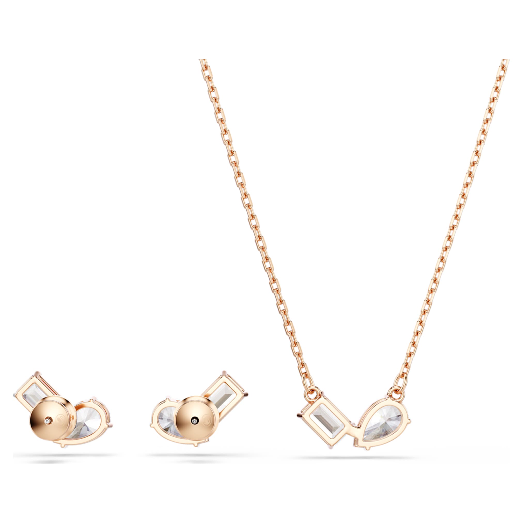 Swarovski Mesmera set Pear cut, Octagon cut, White, 18K rose gold finish