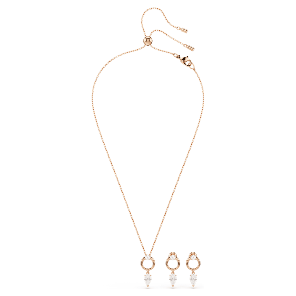 Swarovski Mesmera set Pear cut, Round cut, White, 18K rose gold finish