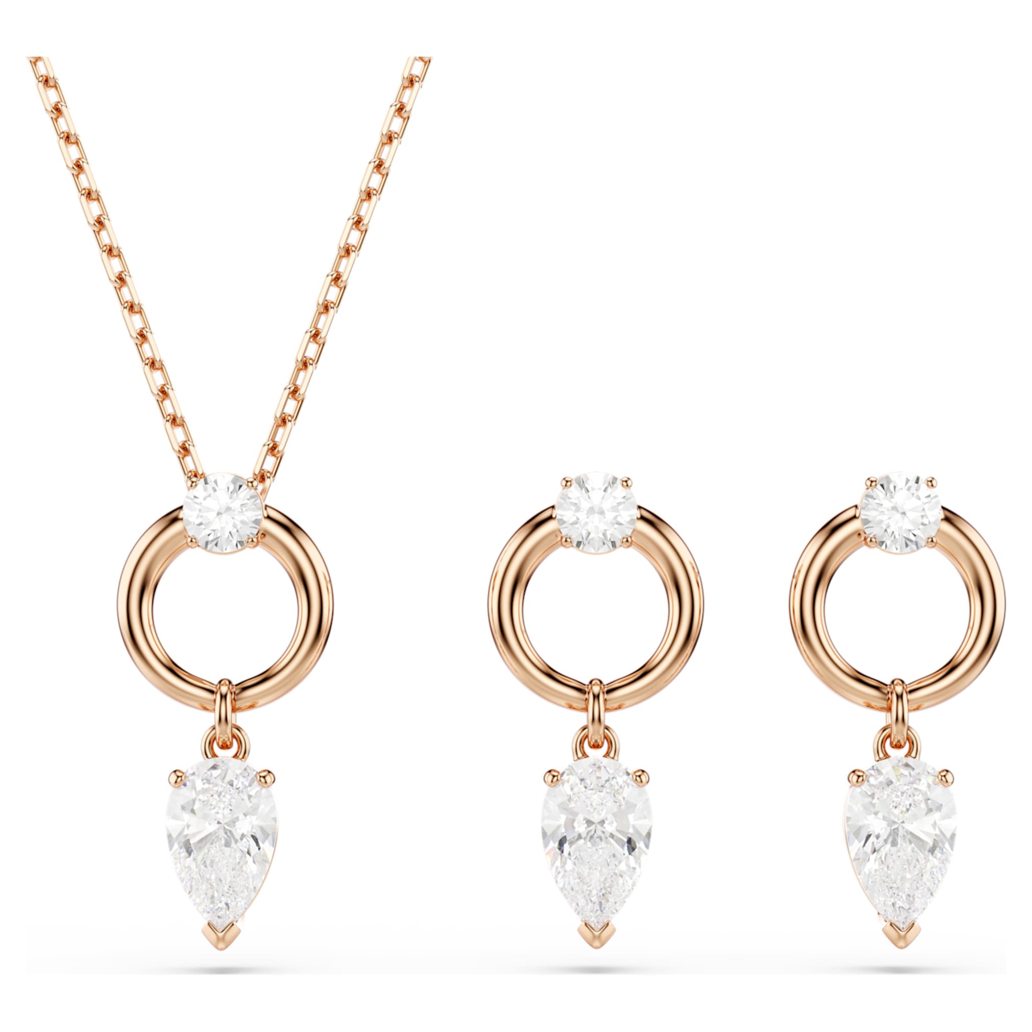 Swarovski Mesmera set Pear cut, Round cut, White, 18K rose gold finish