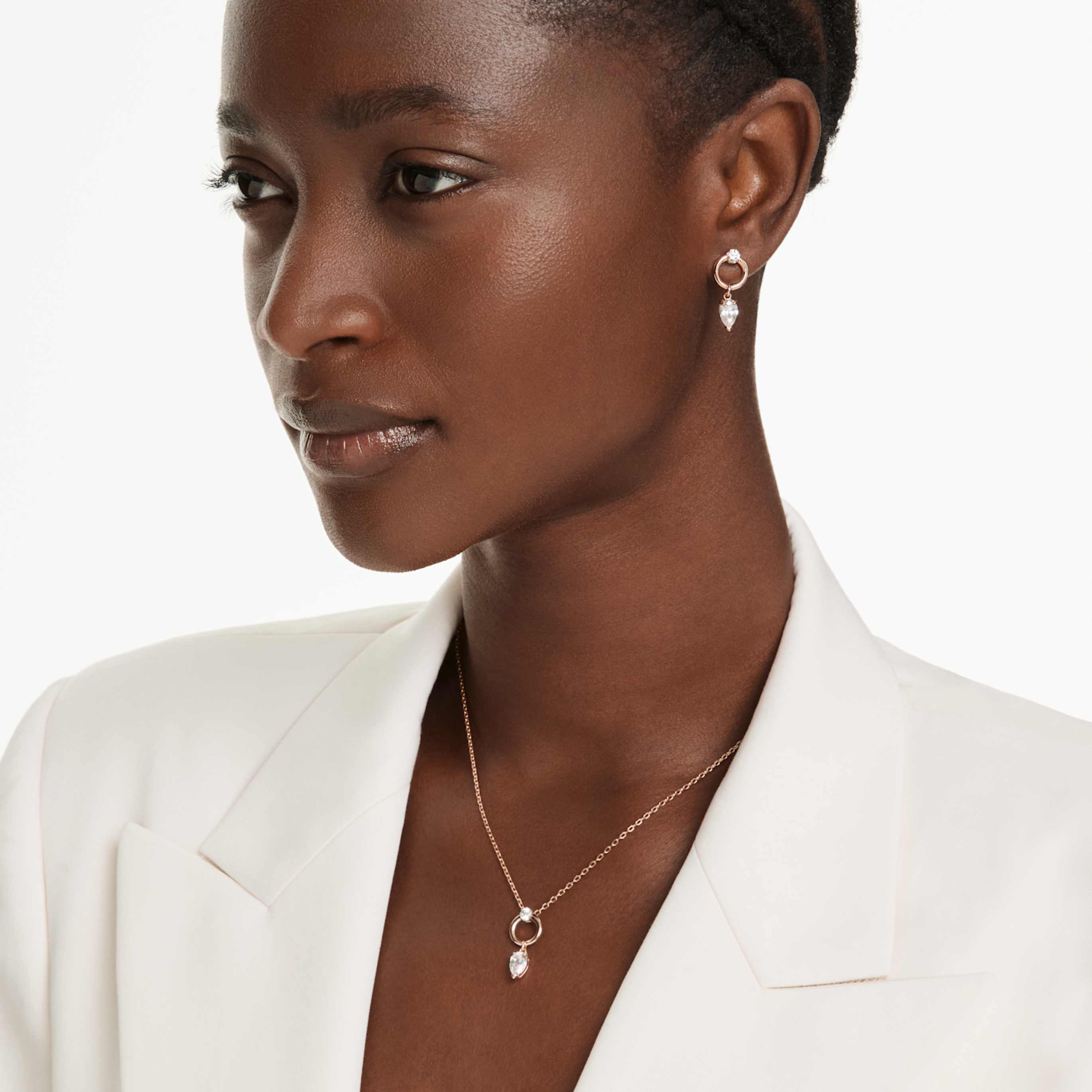 Swarovski Mesmera set Pear cut, Round cut, White, 18K rose gold finish