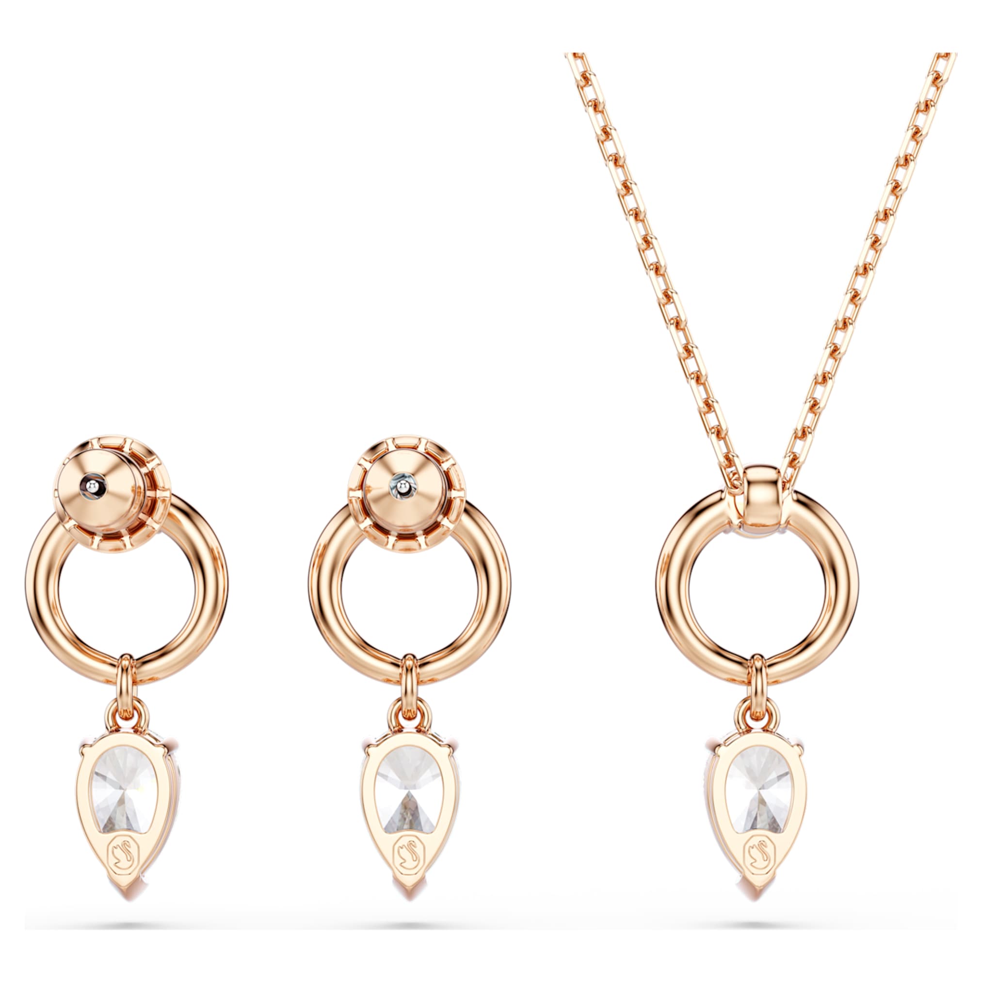Swarovski Mesmera set Pear cut, Round cut, White, 18K rose gold finish