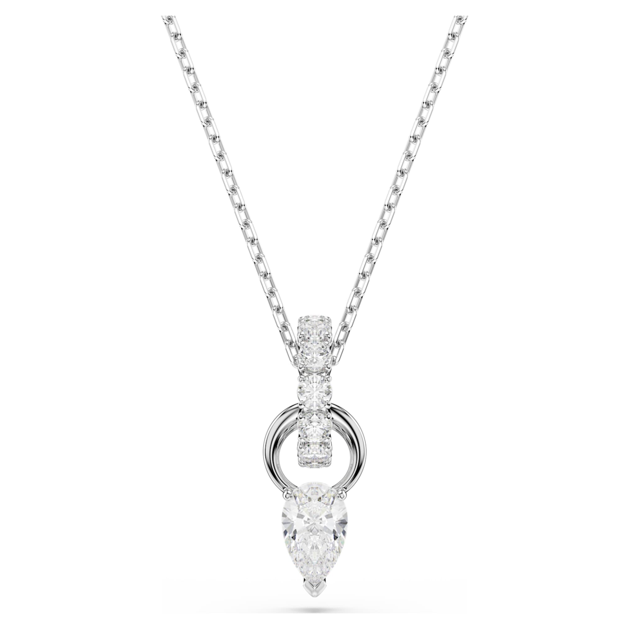 Swarovski Mesmera set Pear cut, Round cut, White, Rhodium plated