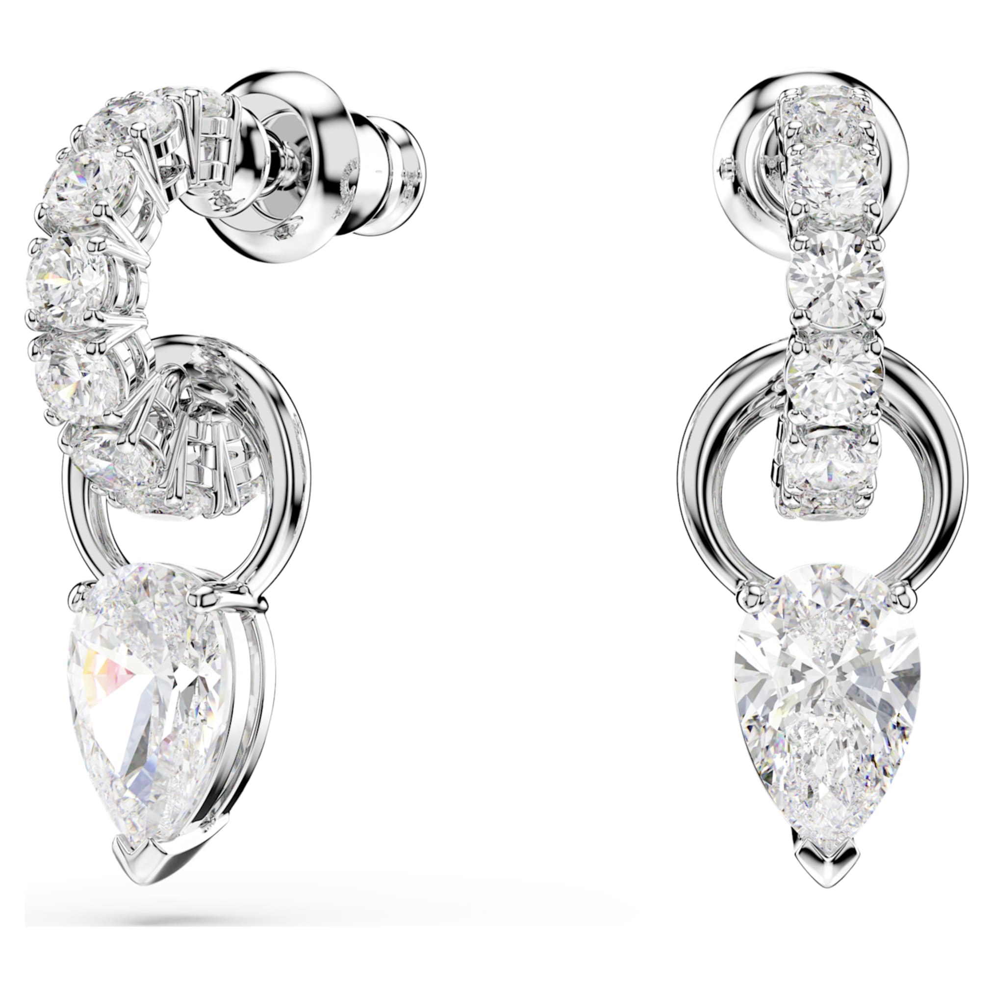 Swarovski Mesmera set Pear cut, Round cut, White, Rhodium plated