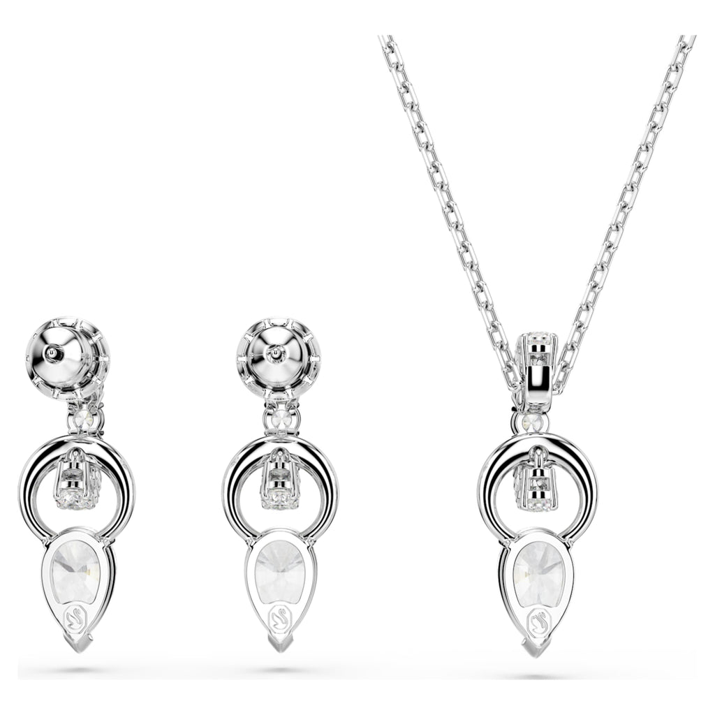 Swarovski Mesmera set Pear cut, Round cut, White, Rhodium plated