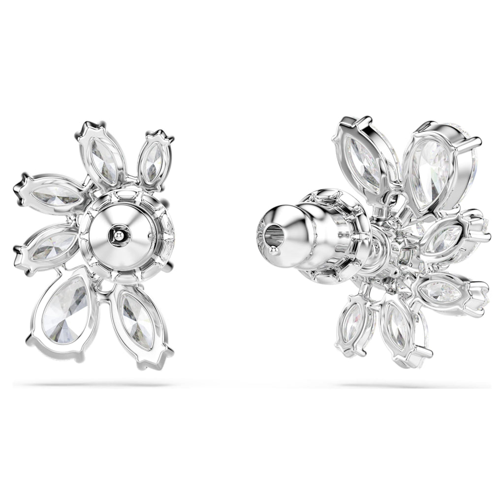 Swarovski Mesmera stud earrings Mixed cuts, Flower, White, Rhodium plated