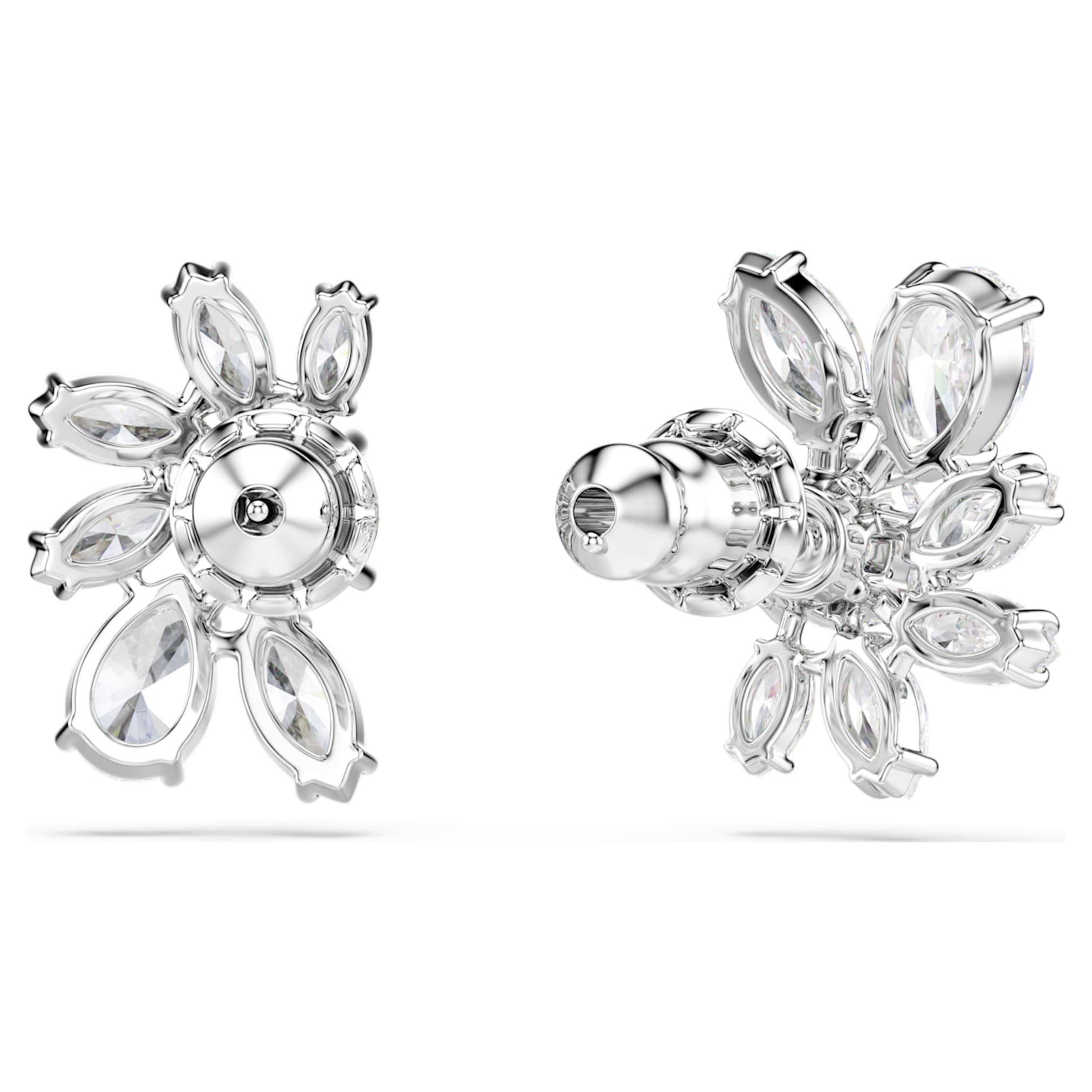 Swarovski Mesmera stud earrings Mixed cuts, Flower, White, Rhodium plated