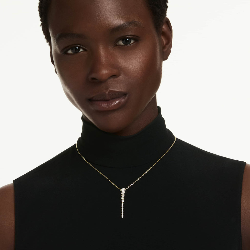 Swarovski Mesmera Y necklace Mixed cuts, White, 18K gold finish