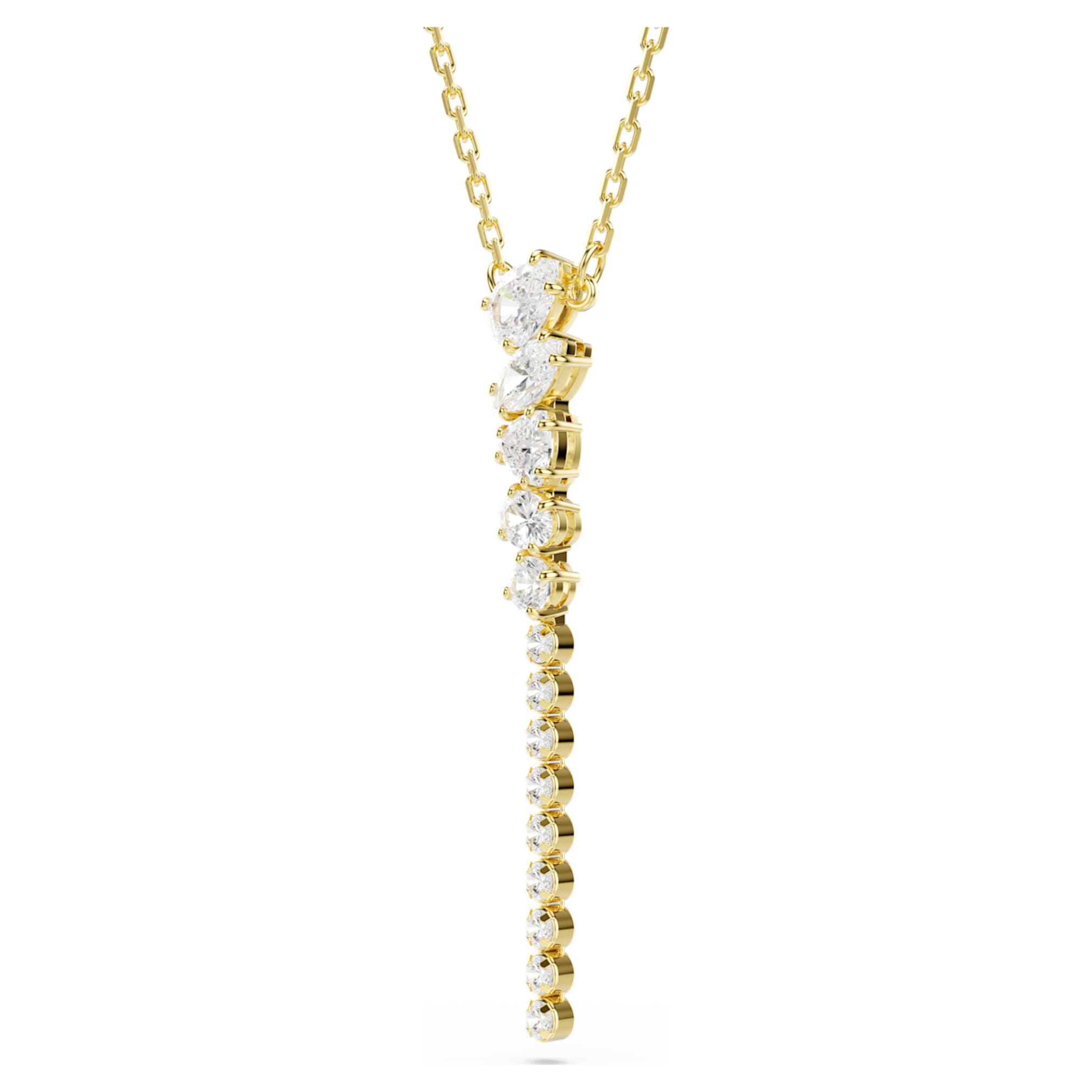 Swarovski Mesmera Y necklace Mixed cuts, White, 18K gold finish