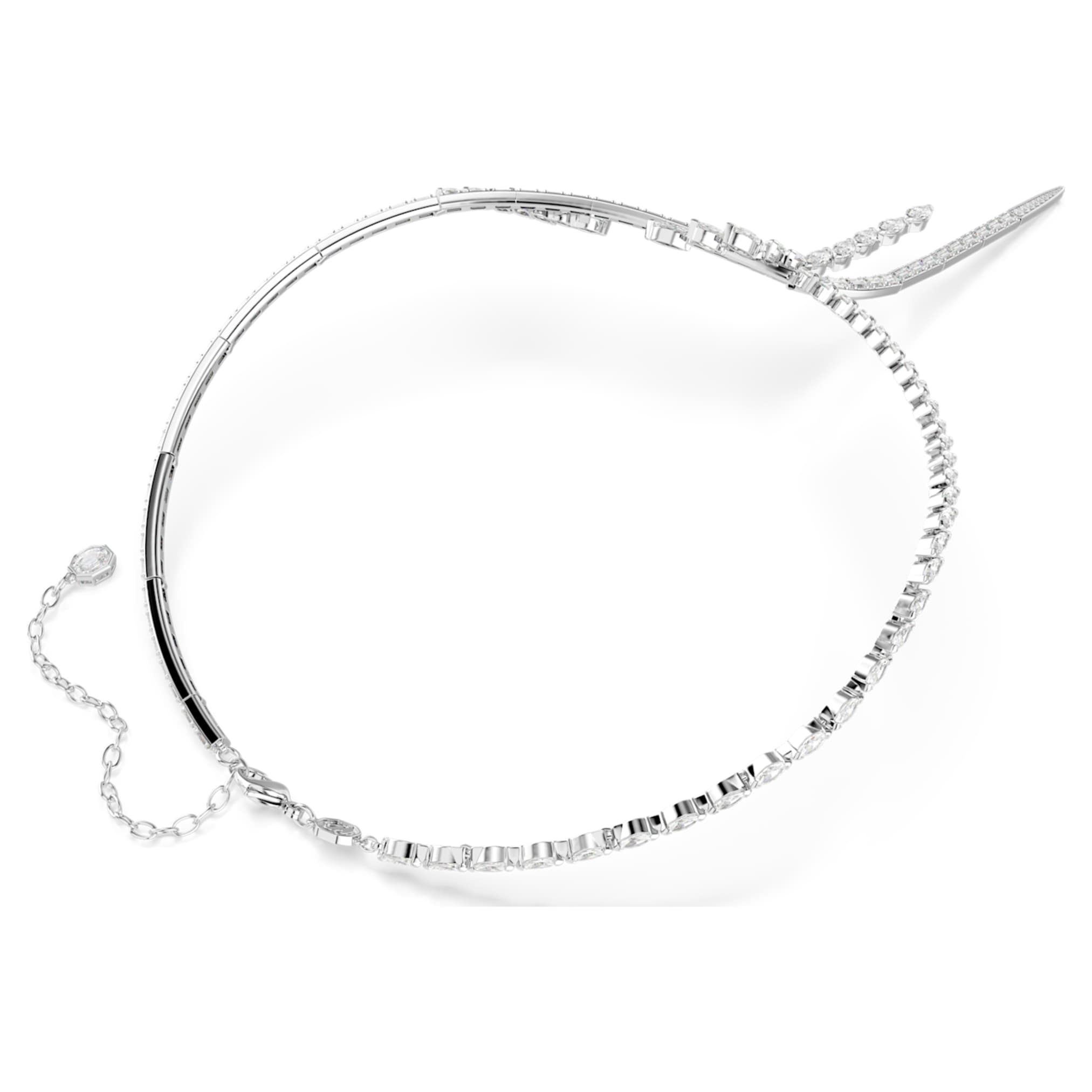 Swarovski Mesmera Y necklace Mixed cuts, White, Rhodium plated