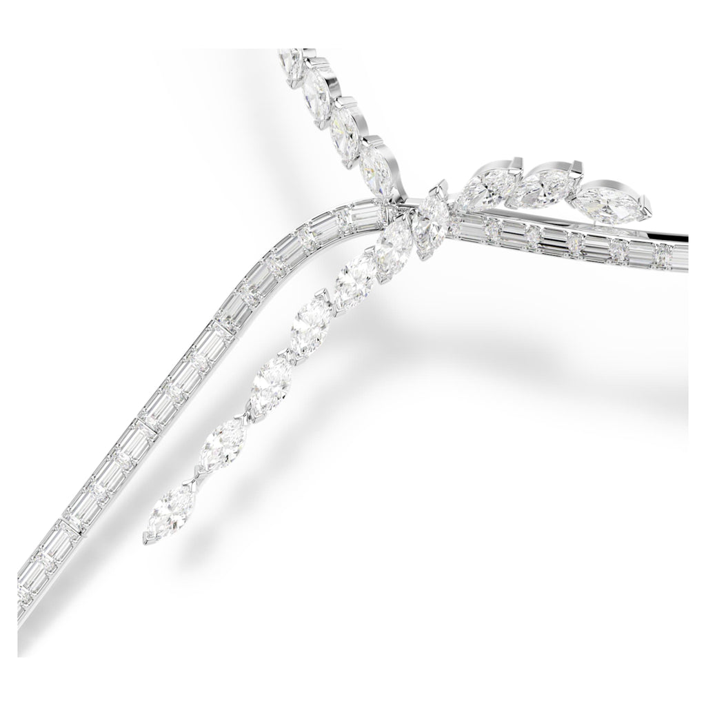 Swarovski Mesmera Y necklace Mixed cuts, White, Rhodium plated