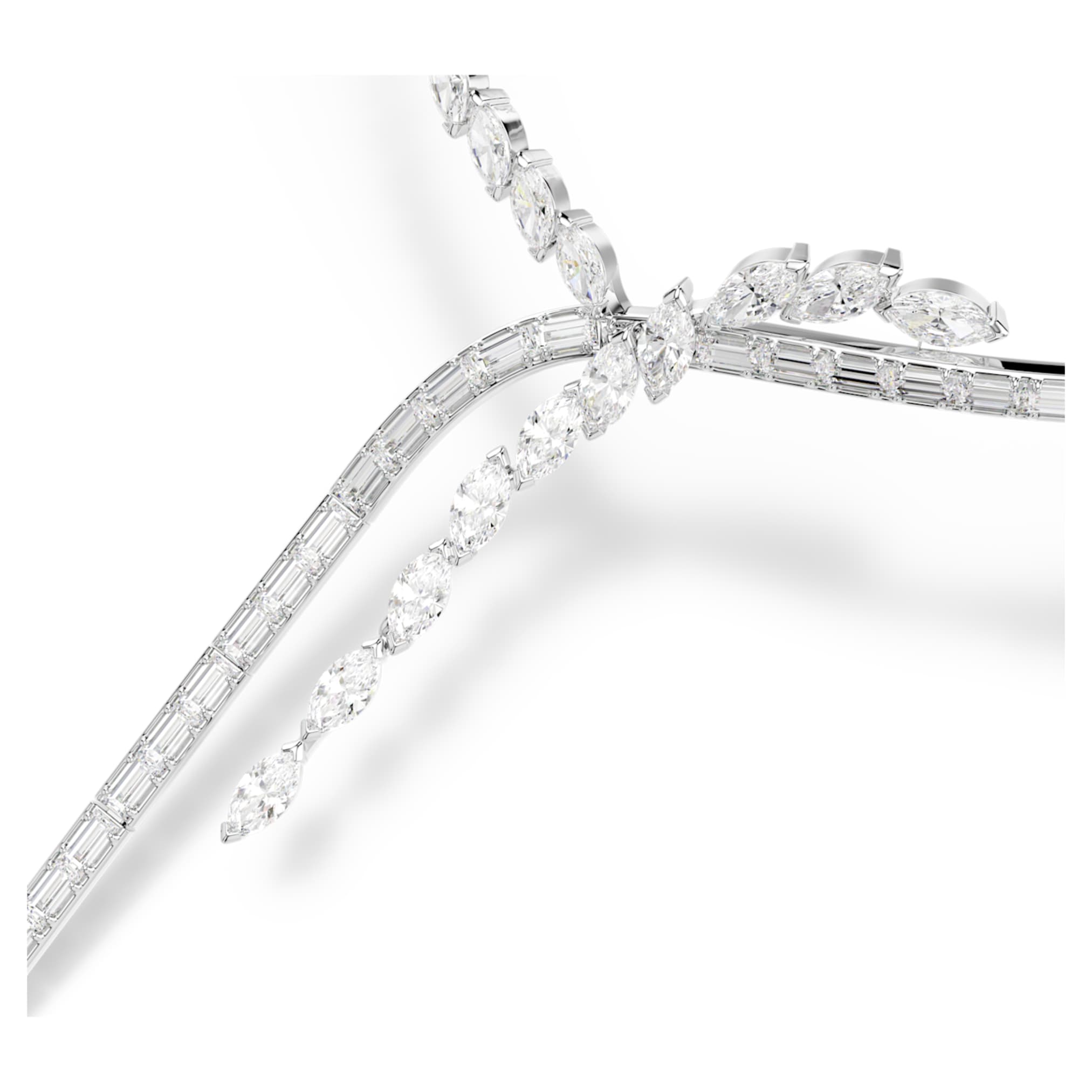 Swarovski Mesmera Y necklace Mixed cuts, White, Rhodium plated