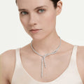 Swarovski Mesmera Y necklace Mixed cuts, White, Rhodium plated