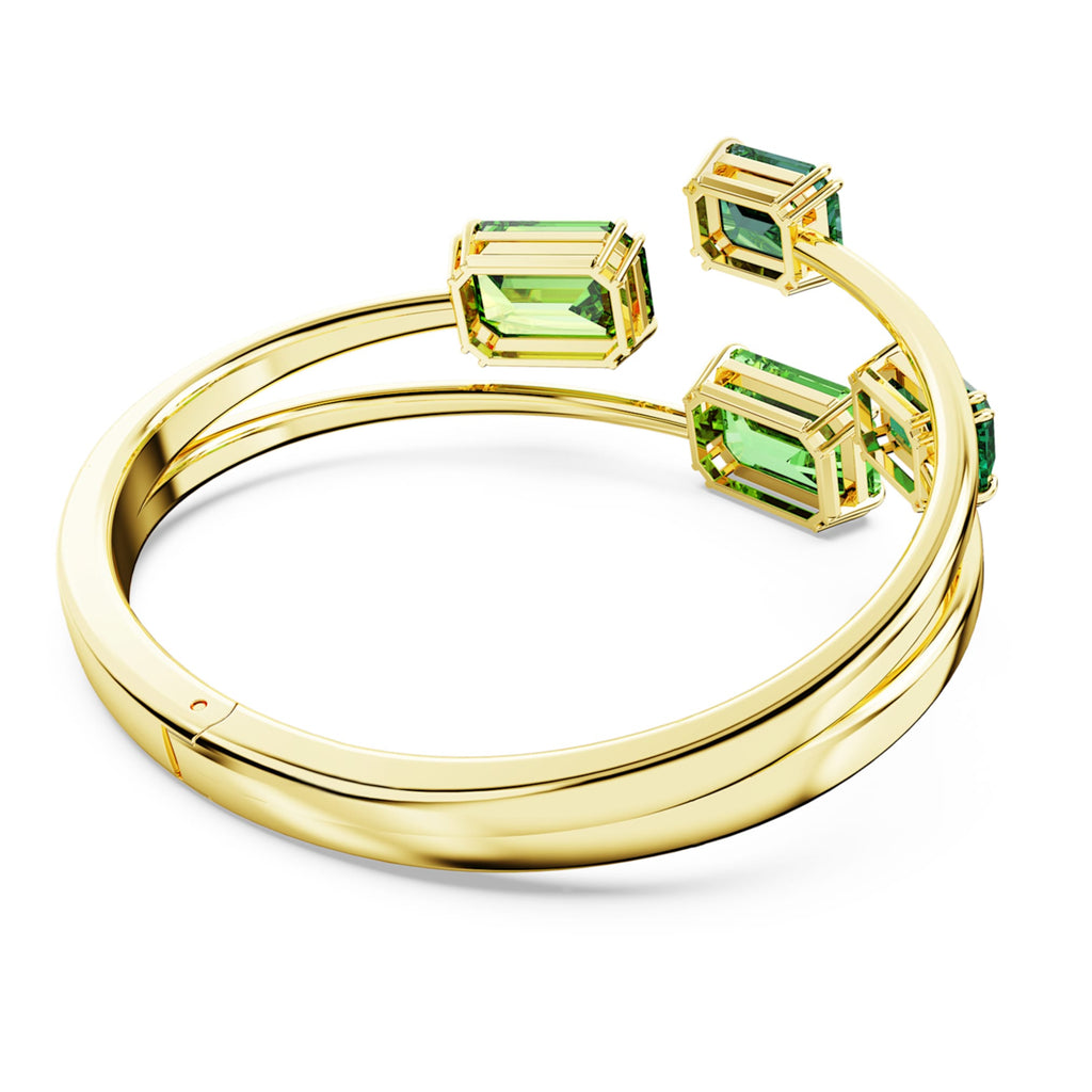 Swarovski Millenia bangle Octagon cut, Green, 18K gold finish