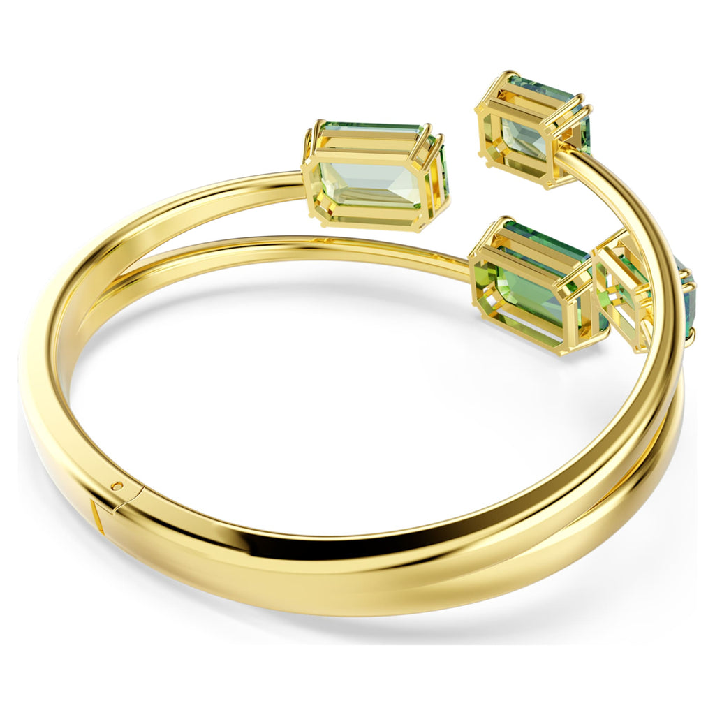 Swarovski Millenia bangle Octagon cut, Green, 18K gold finish