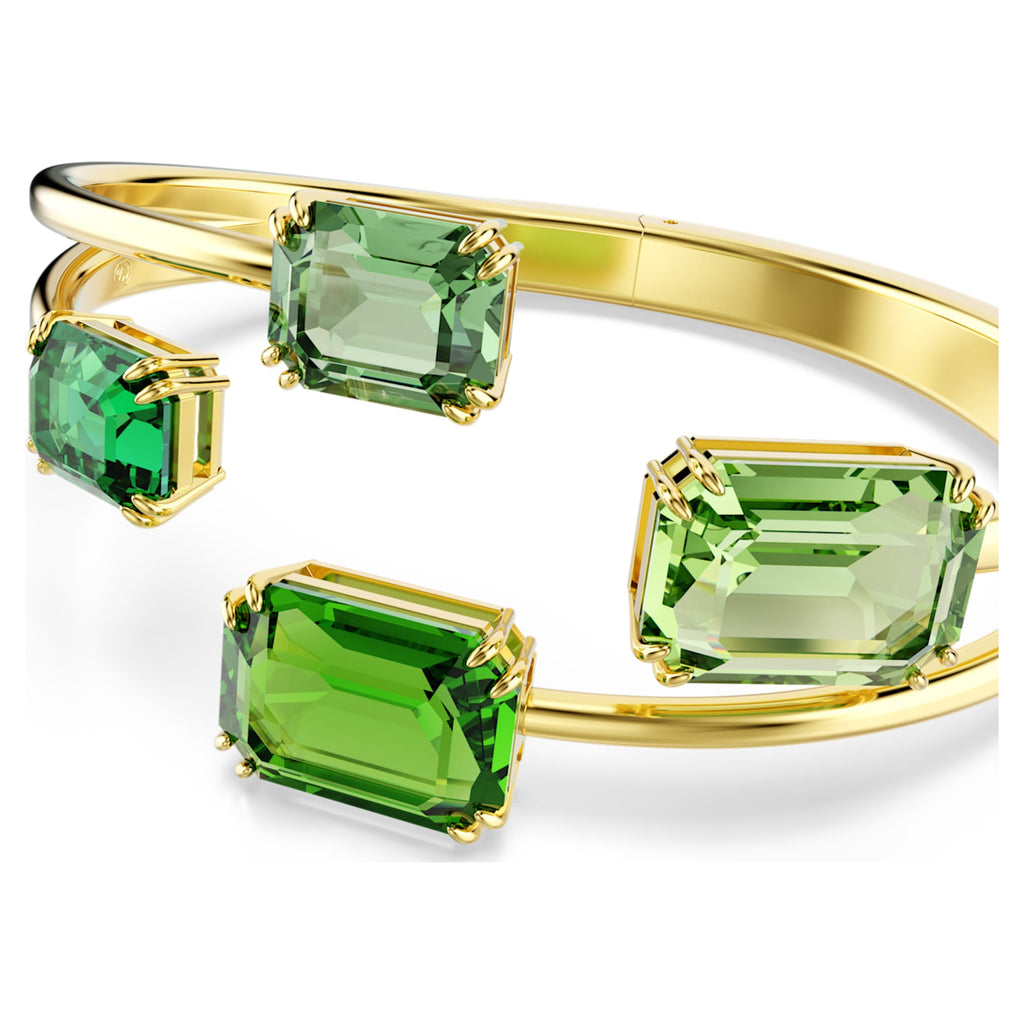 Swarovski Millenia bangle Octagon cut, Green, 18K gold finish