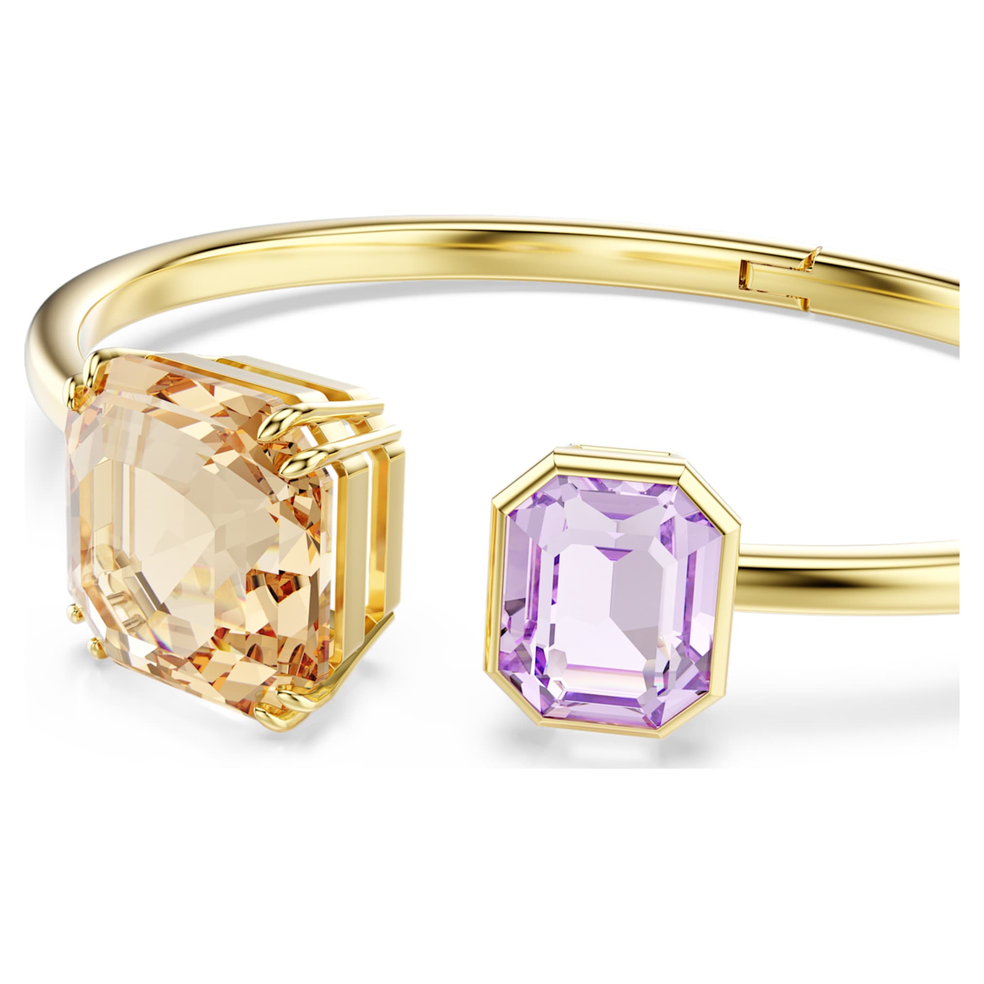 Swarovski Millenia bangle Octagon cut, Multicolored, 18K gold finish