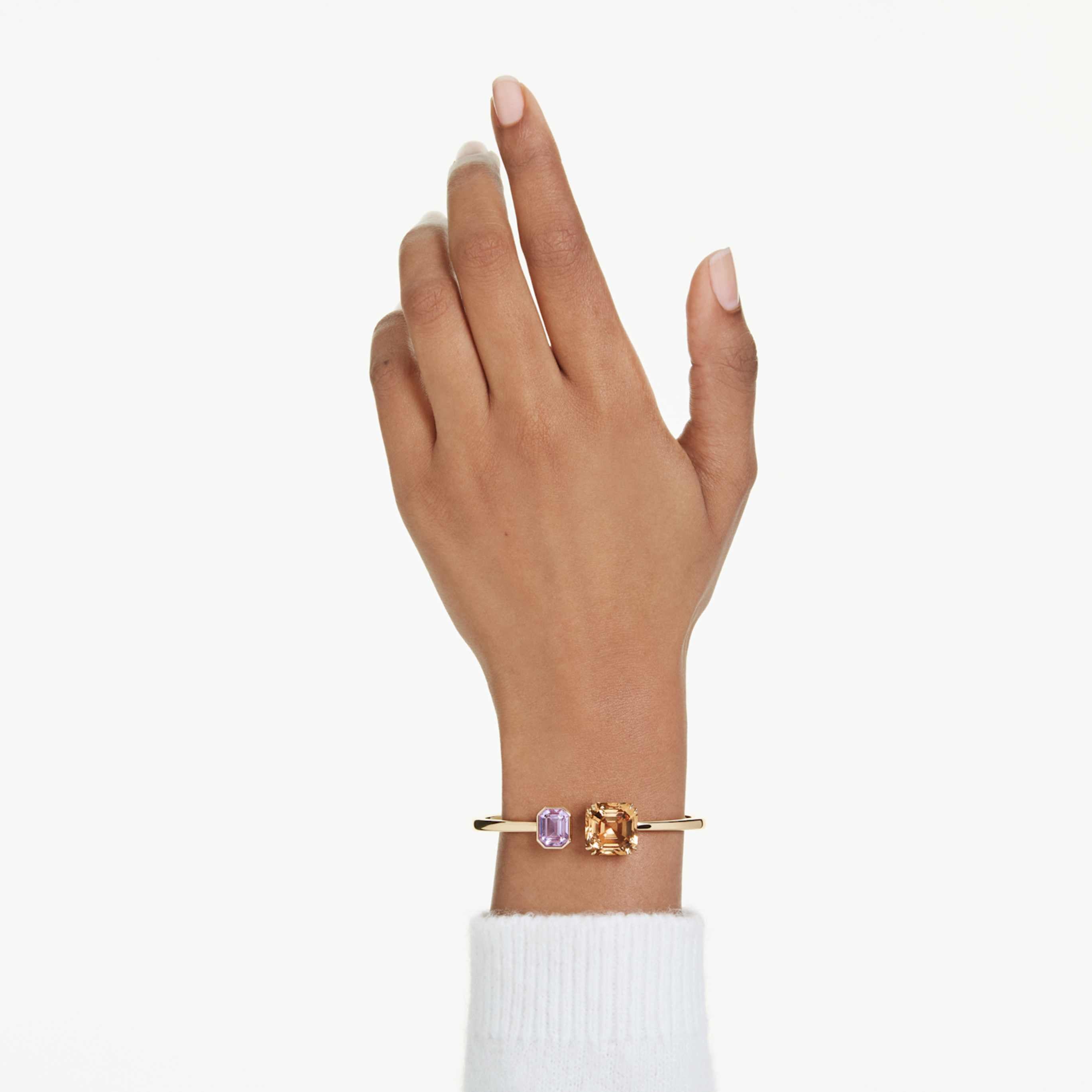 Swarovski Millenia bangle Octagon cut, Multicolored, 18K gold finish