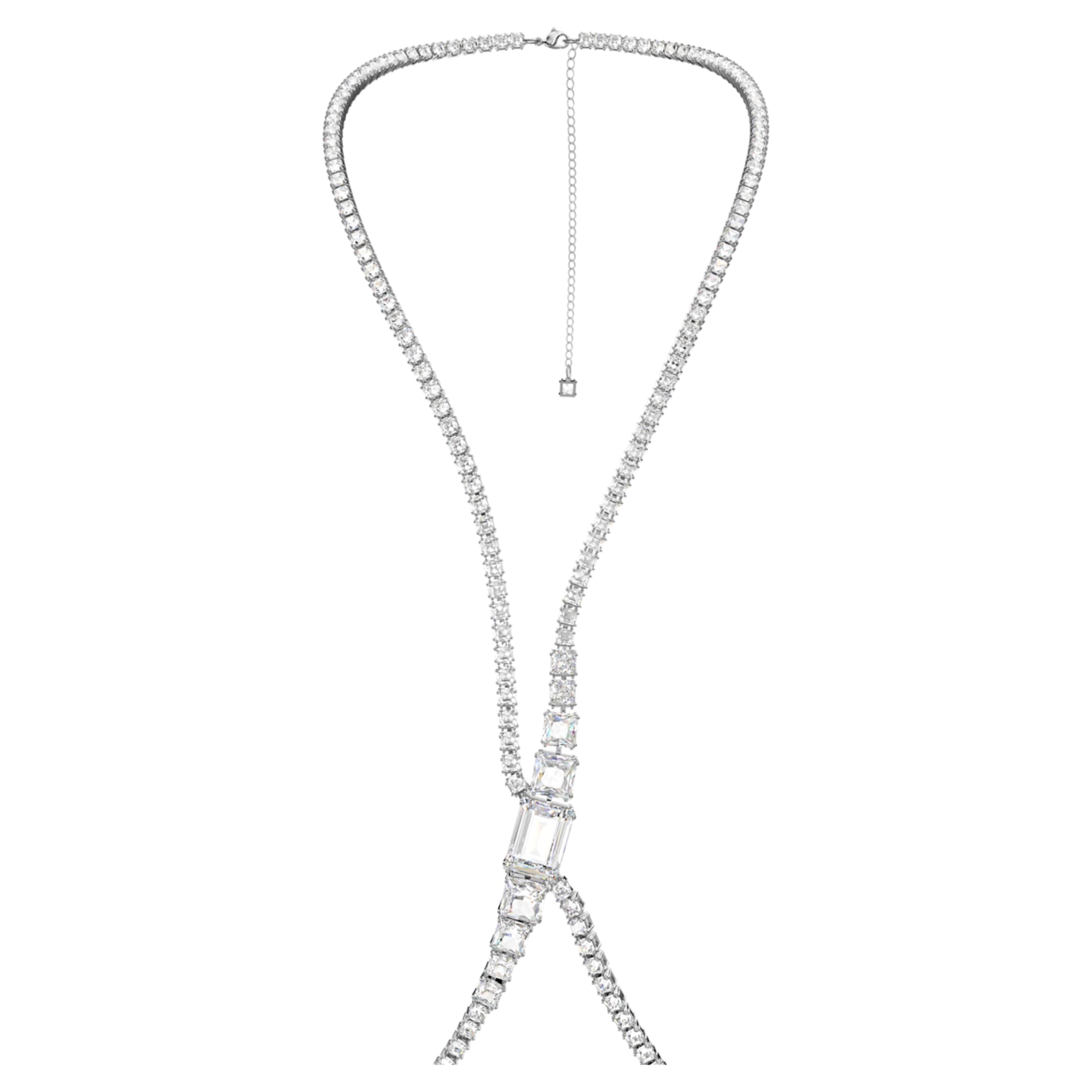 Swarovski Millenia body chain Square cut, White, Rhodium plated