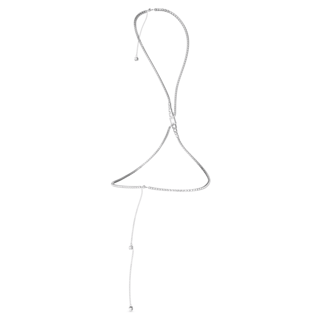 Swarovski Millenia body chain Square cut, White, Rhodium plated