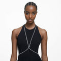 Swarovski Millenia body chain Square cut, White, Rhodium plated