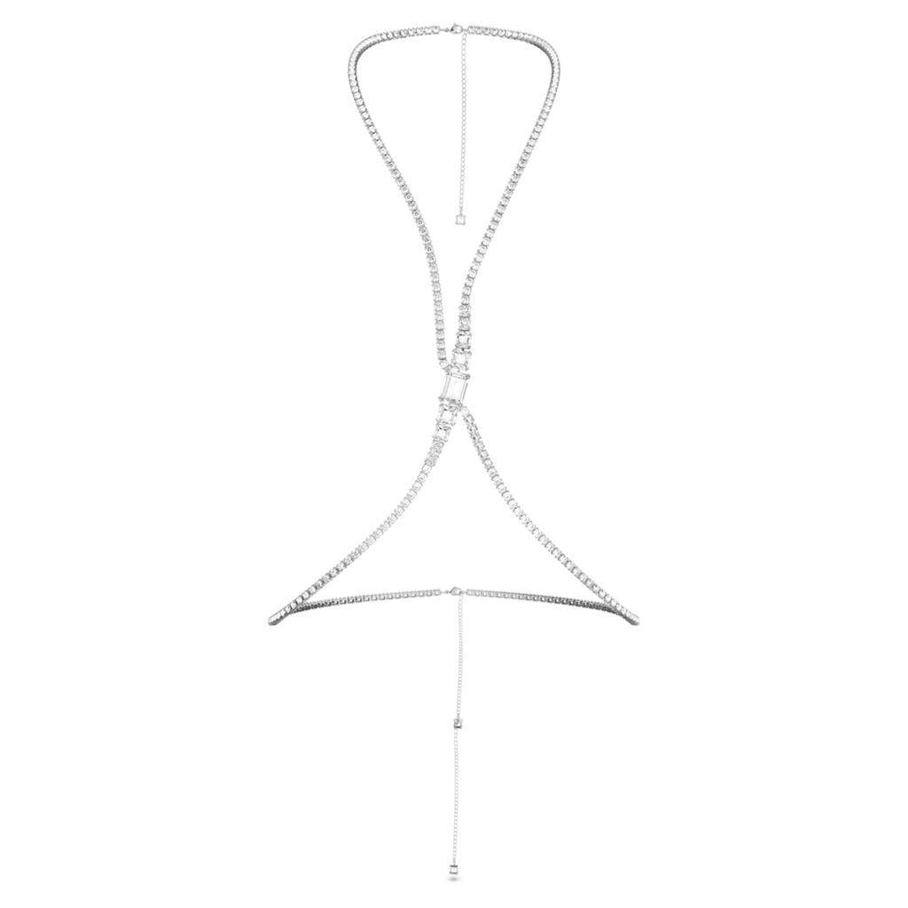 Swarovski Millenia body chain Square cut, White, Rhodium plated