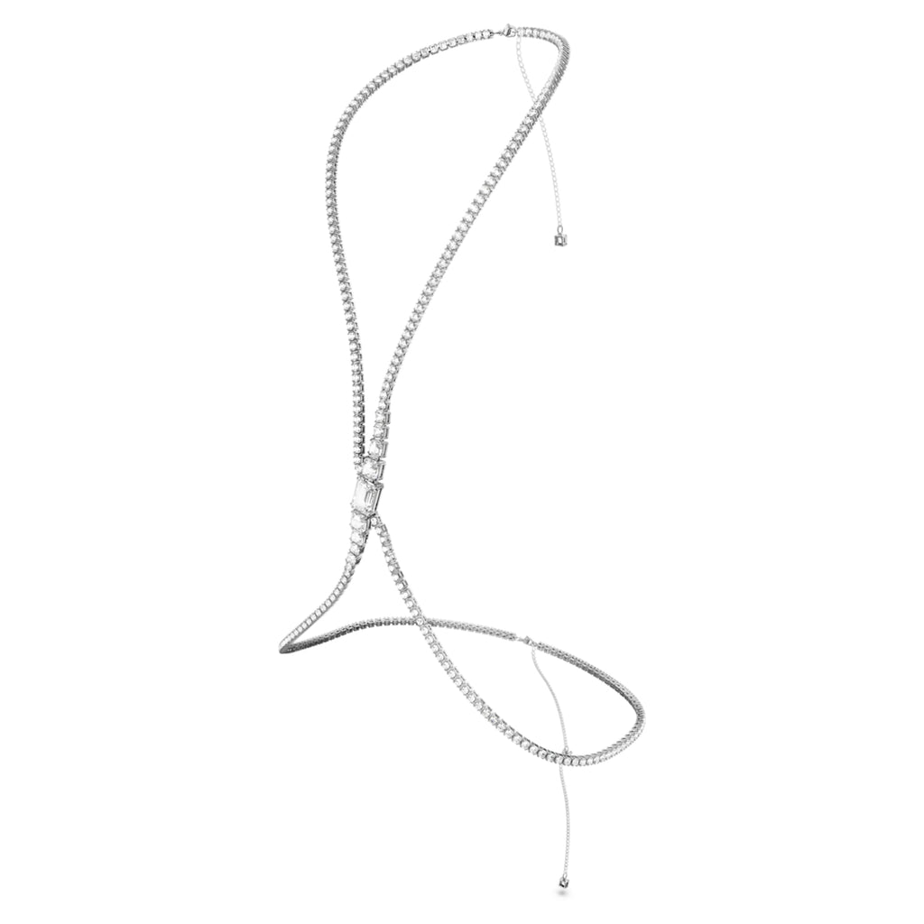 Swarovski Millenia body chain Square cut, White, Rhodium plated