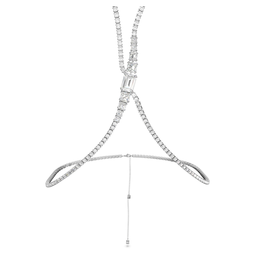 Swarovski Millenia body chain Square cut, White, Rhodium plated