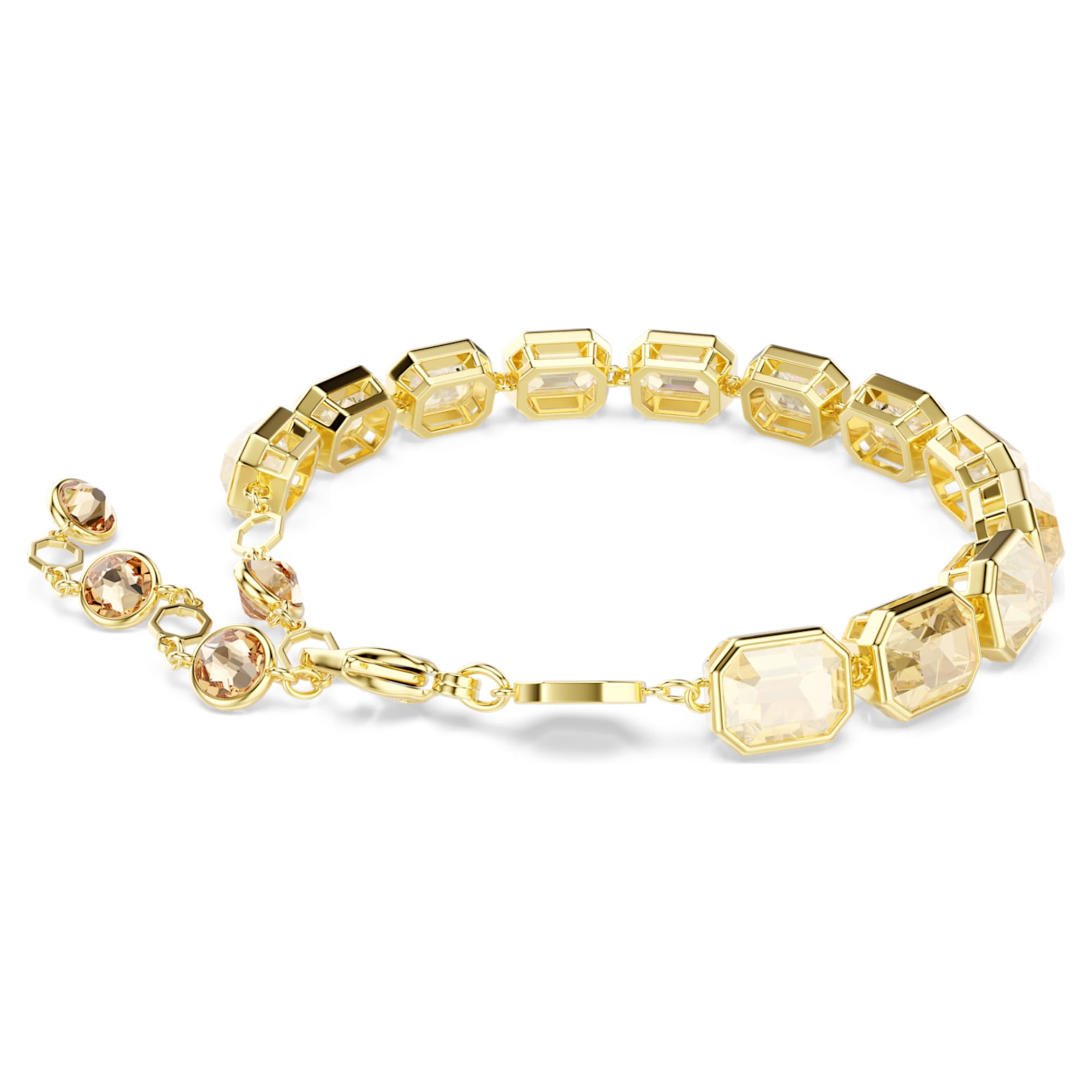Swarovski Millenia bracelet Octagon cut, Caramel, 18K gold finish