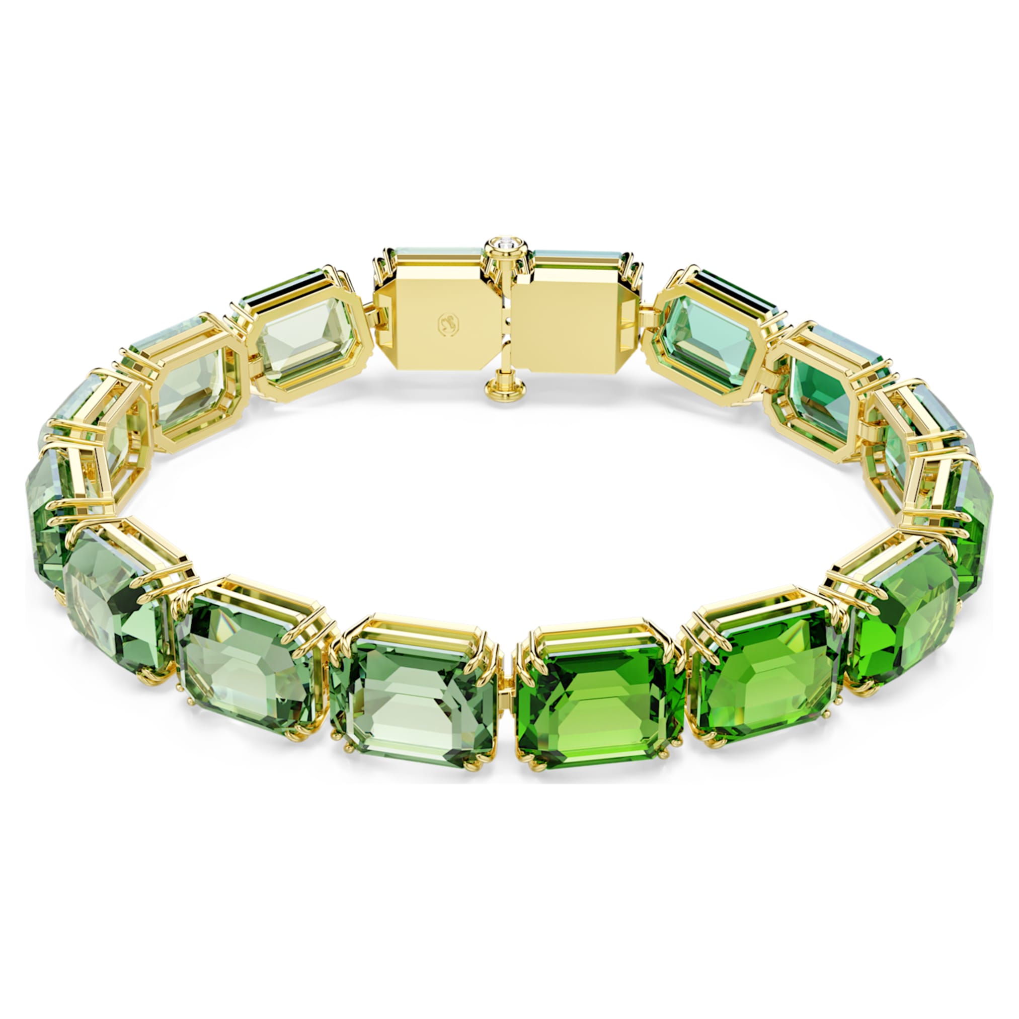Swarovski Millenia bracelet Octagon cut, Color gradient, Green, 18K gold finish