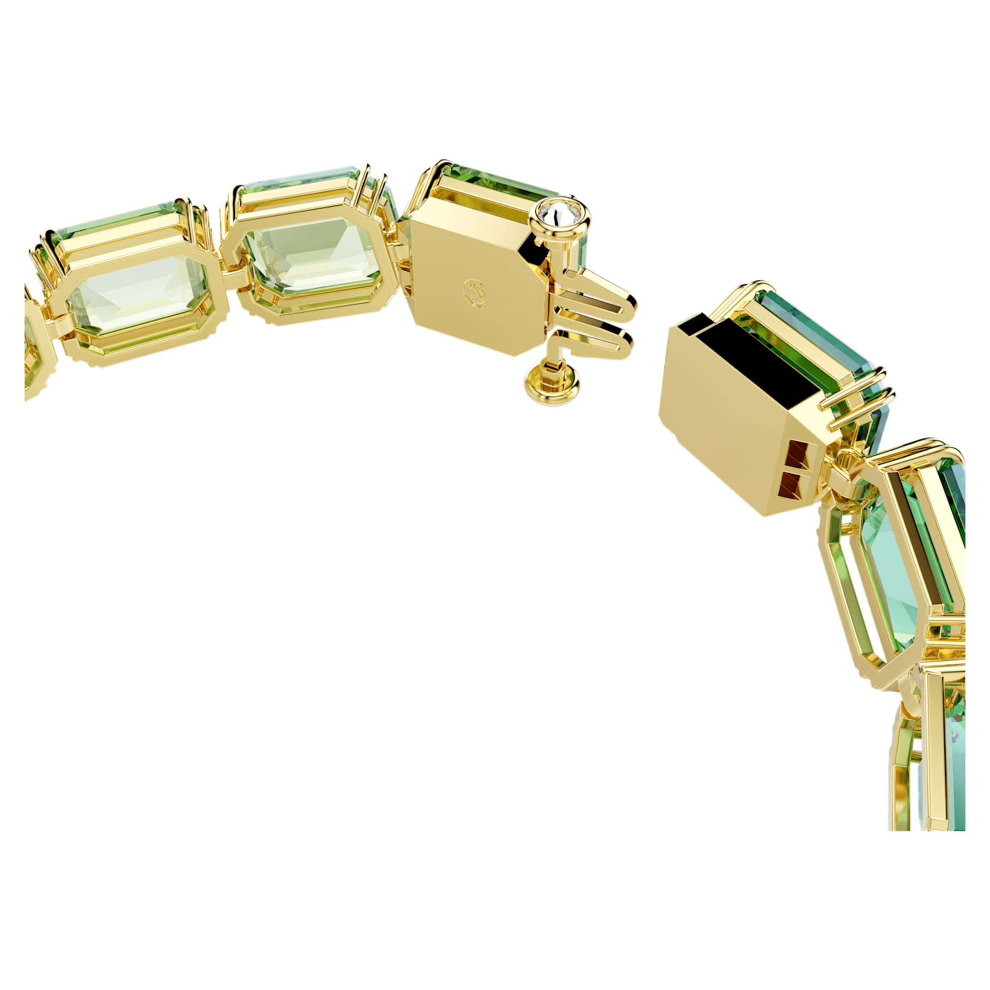Swarovski Millenia bracelet Octagon cut, Color gradient, Green, 18K gold finish