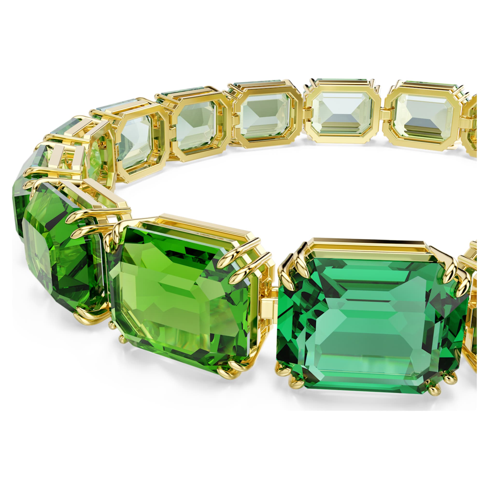 Swarovski Millenia bracelet Octagon cut, Color gradient, Green, 18K gold finish
