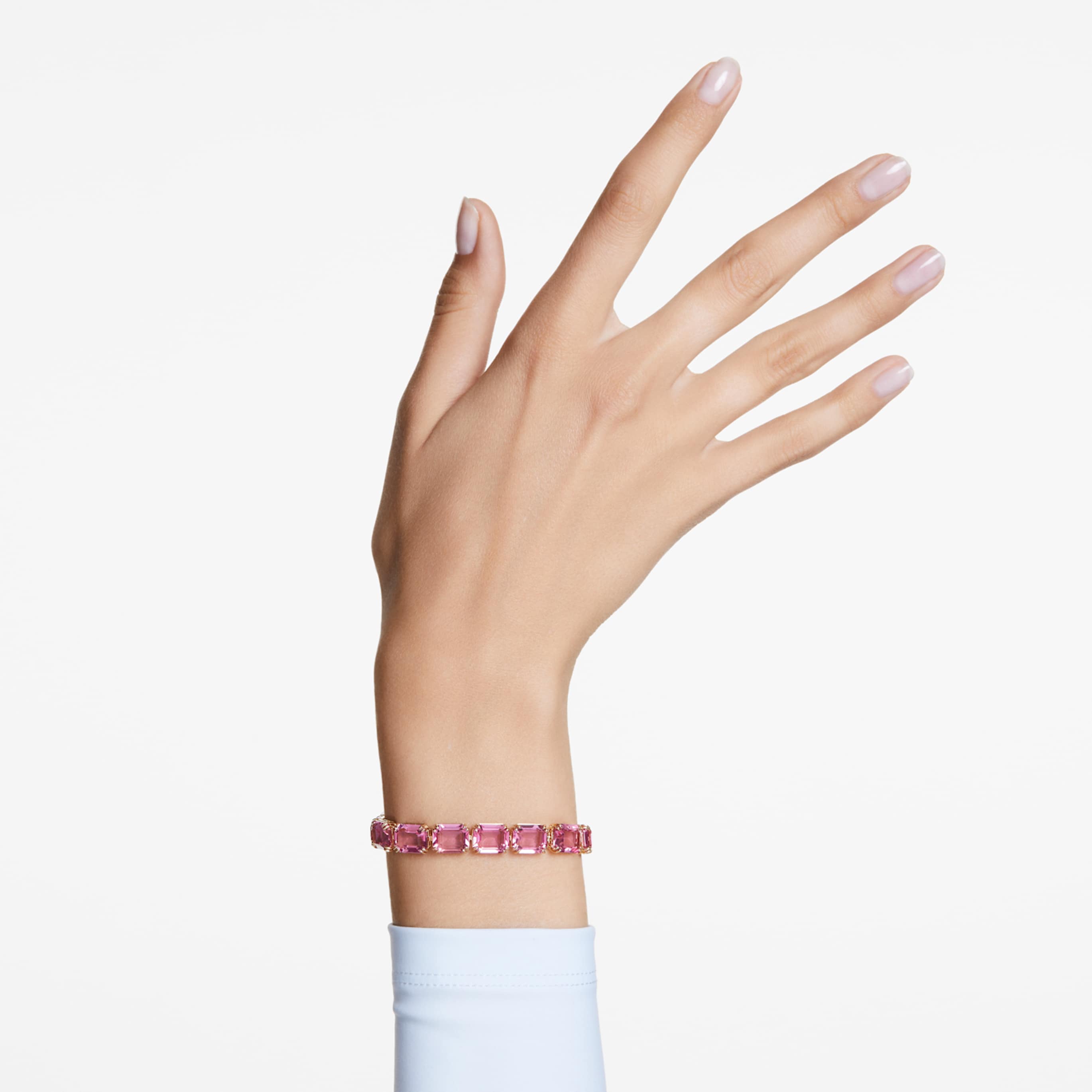 Swarovski Millenia bracelet Octagon cut, Purple, 18K gold finish