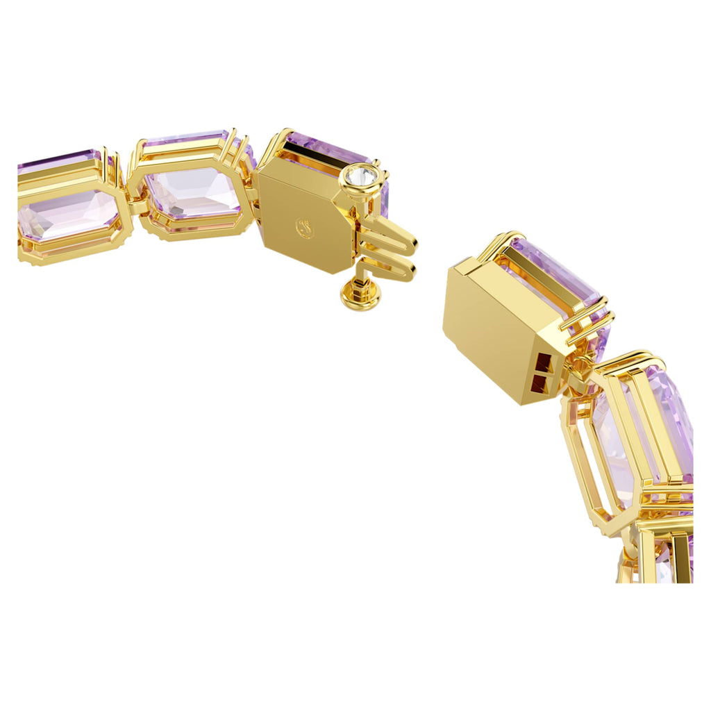 Swarovski Millenia bracelet Octagon cut, Purple, 18K gold finish