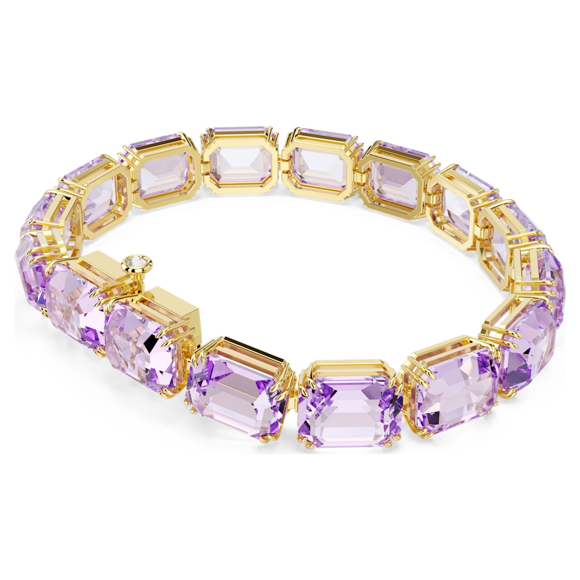 Swarovski Millenia bracelet Octagon cut, Purple, 18K gold finish